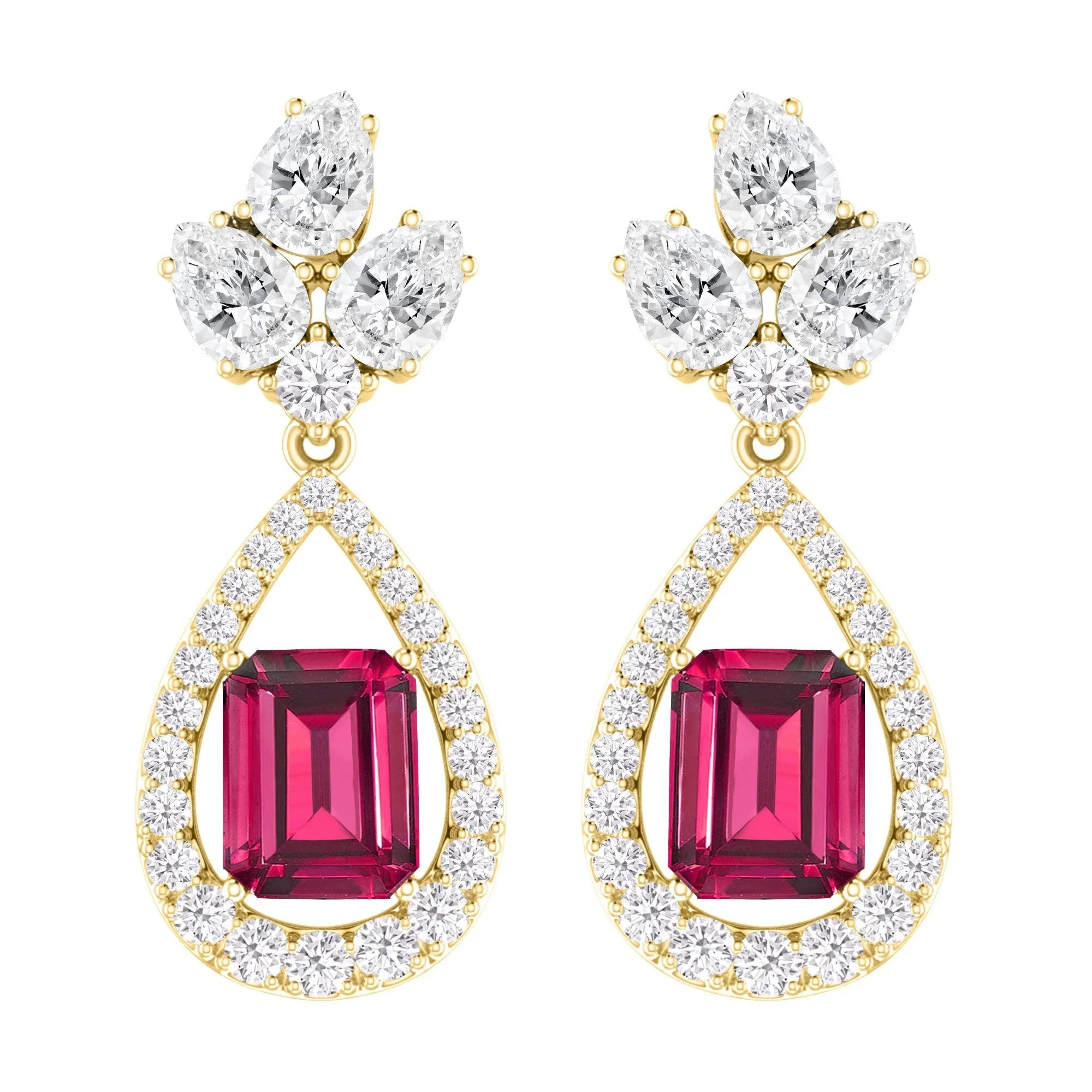 18K Gold Over Sterling Sliver Ruby and White Topaz Drop Earrings sold by Zulily product image thumbnail 2