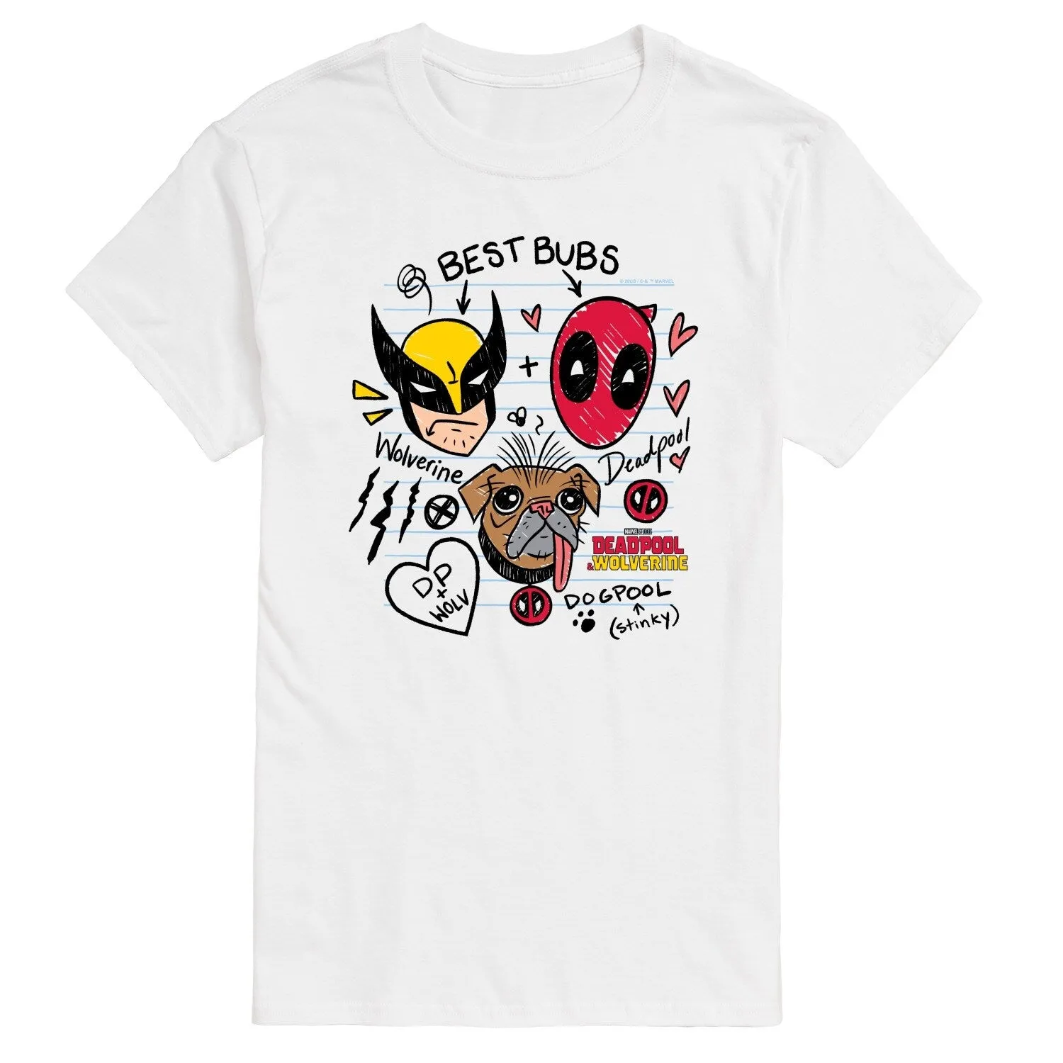 Men's Deadpool & Wolverine Scribble Drawings Short Sleeve Tee sold by Zulily
