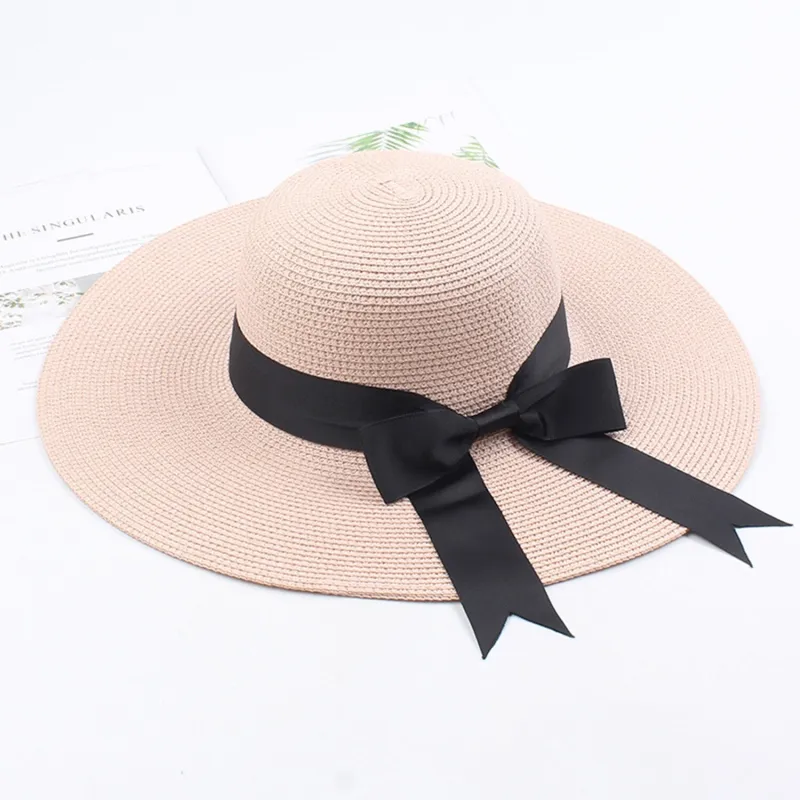 Pink & Black Ribbon Bow Sun Hat sold by Zulily