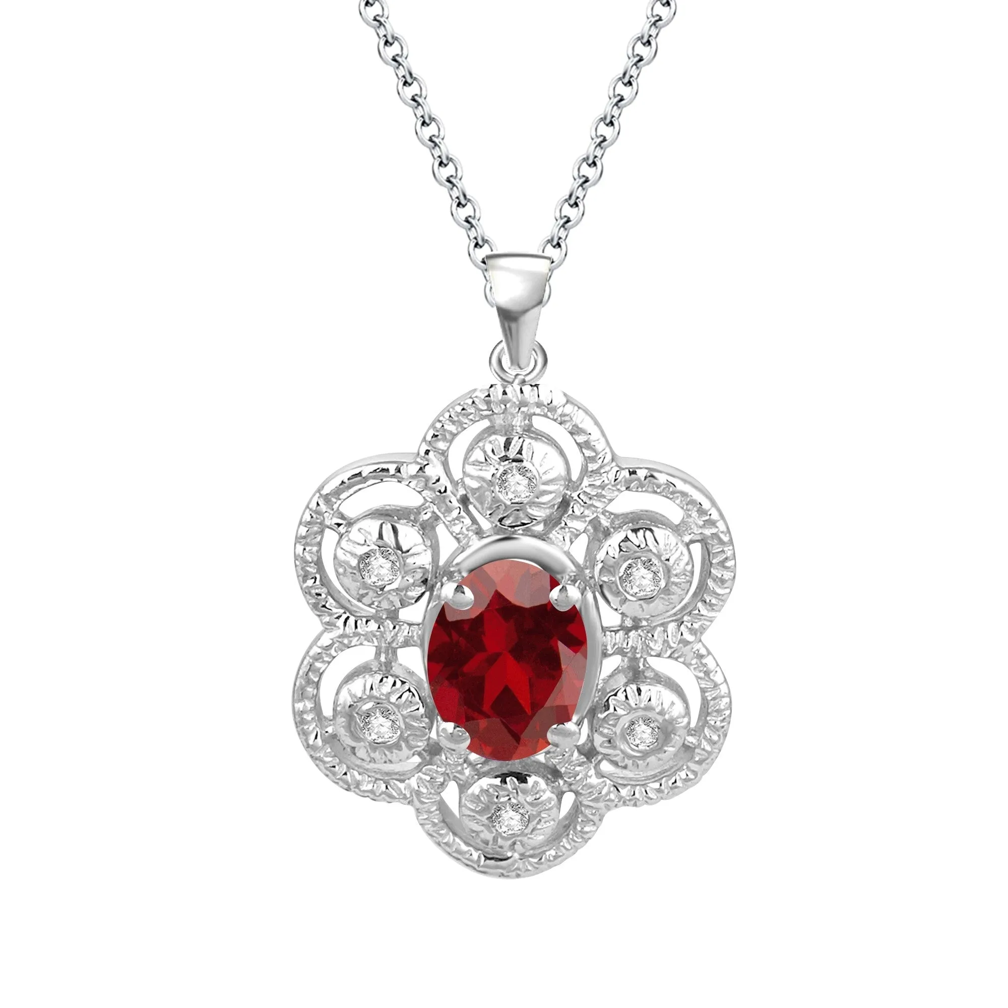 Sterling Silver with Natural Garnet and White Topaz Pendant sold by Zulily