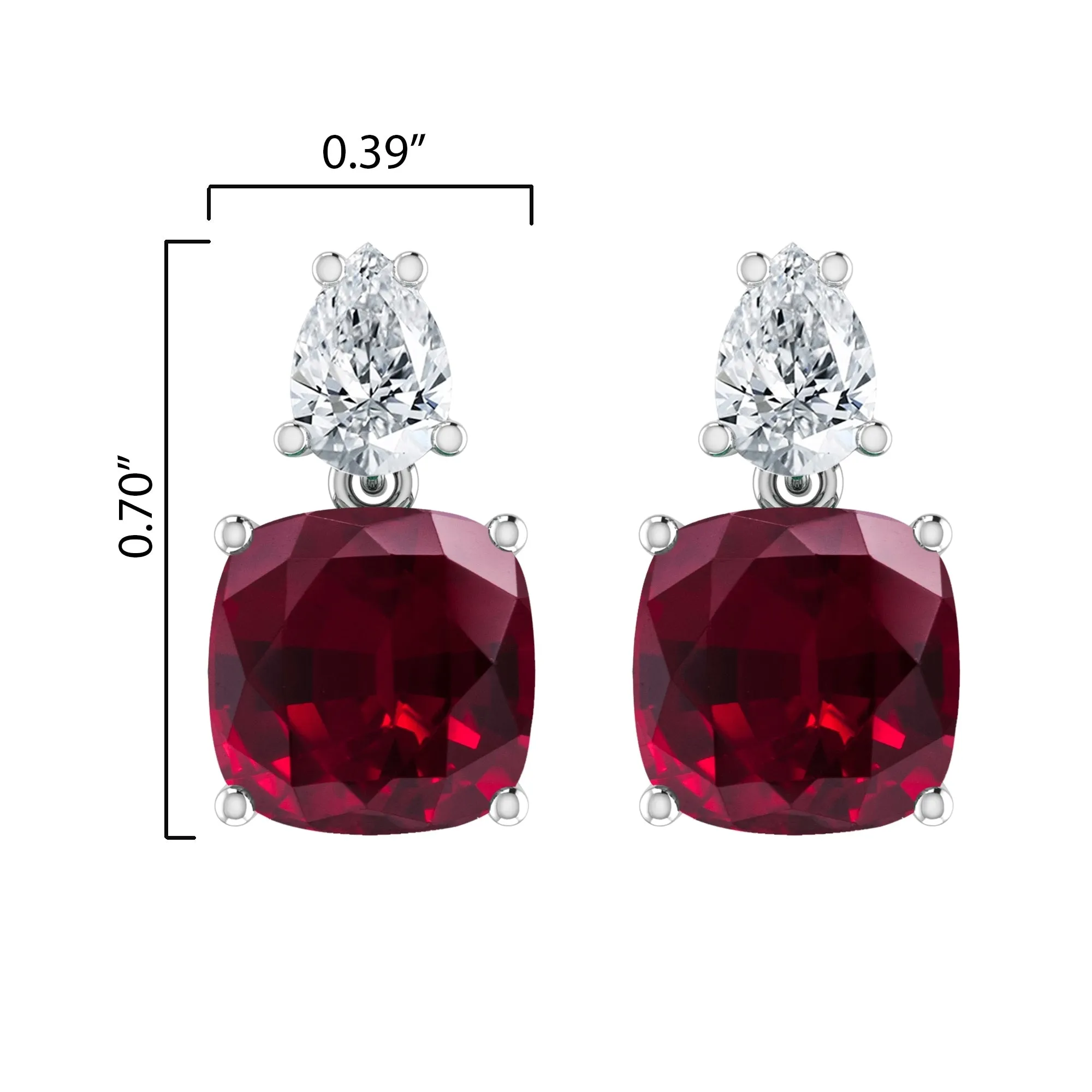 Sterling Silver Cushion Cut Ruby and White Topaz Drop Earrings sold by Zulily product image thumbnail 3