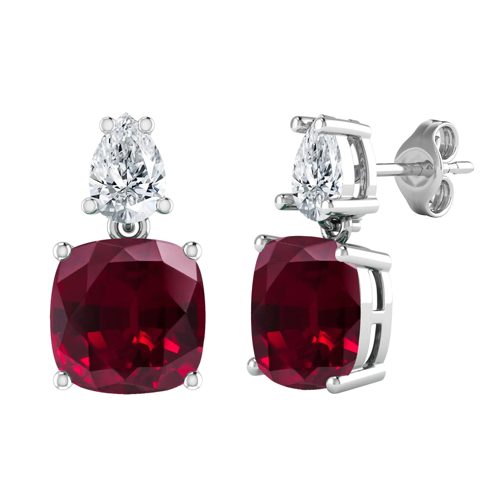 Sterling Silver Cushion Cut Ruby and White Topaz Drop Earrings sold by Zulily product image thumbnail 5