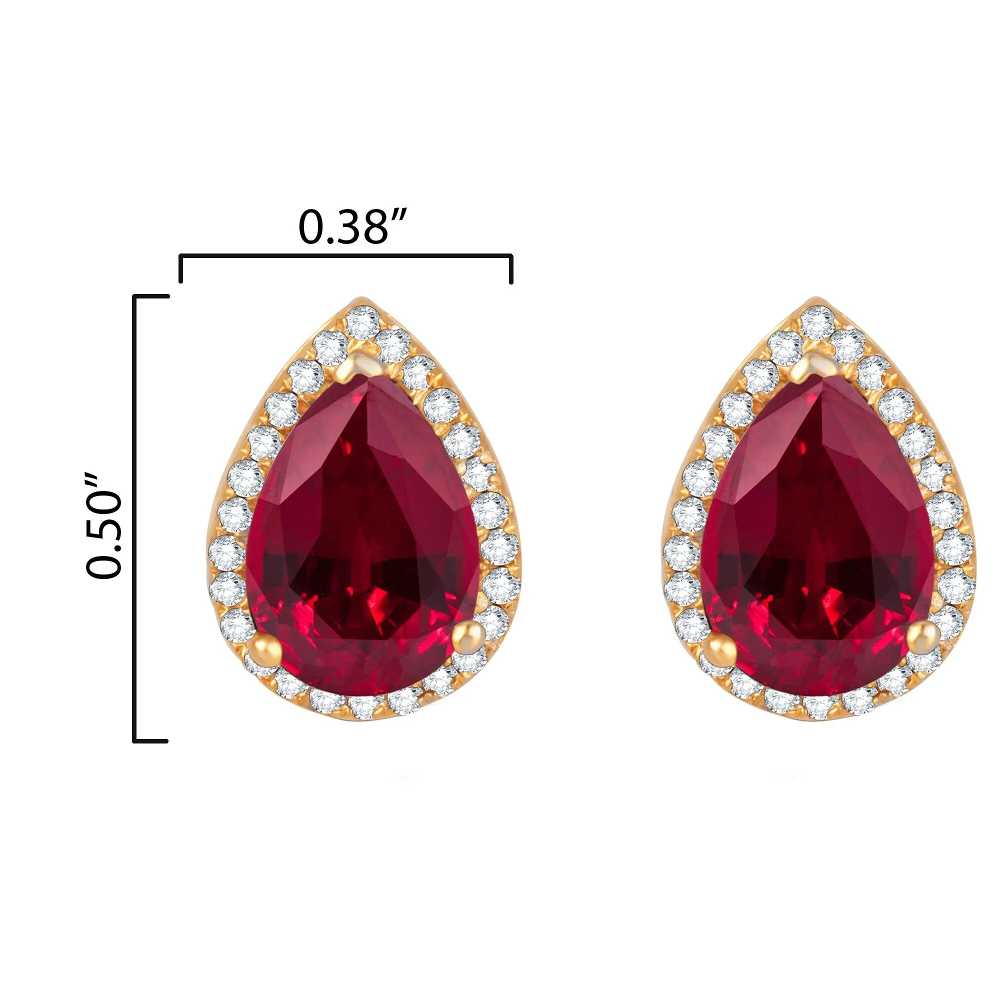 18K Gold Over Sterling Silver Ruby and White Zircon Halo Stud Earrings sold by Zulily product image thumbnail 4