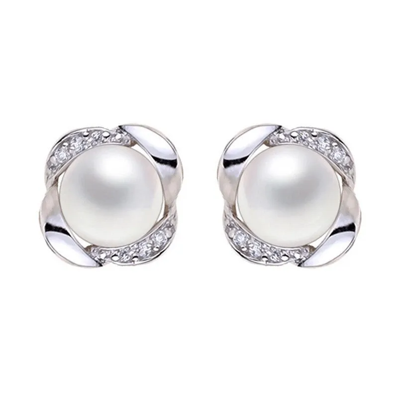 White Freshwater Pearl & CZ Circular Stud Earrings sold by Zulily