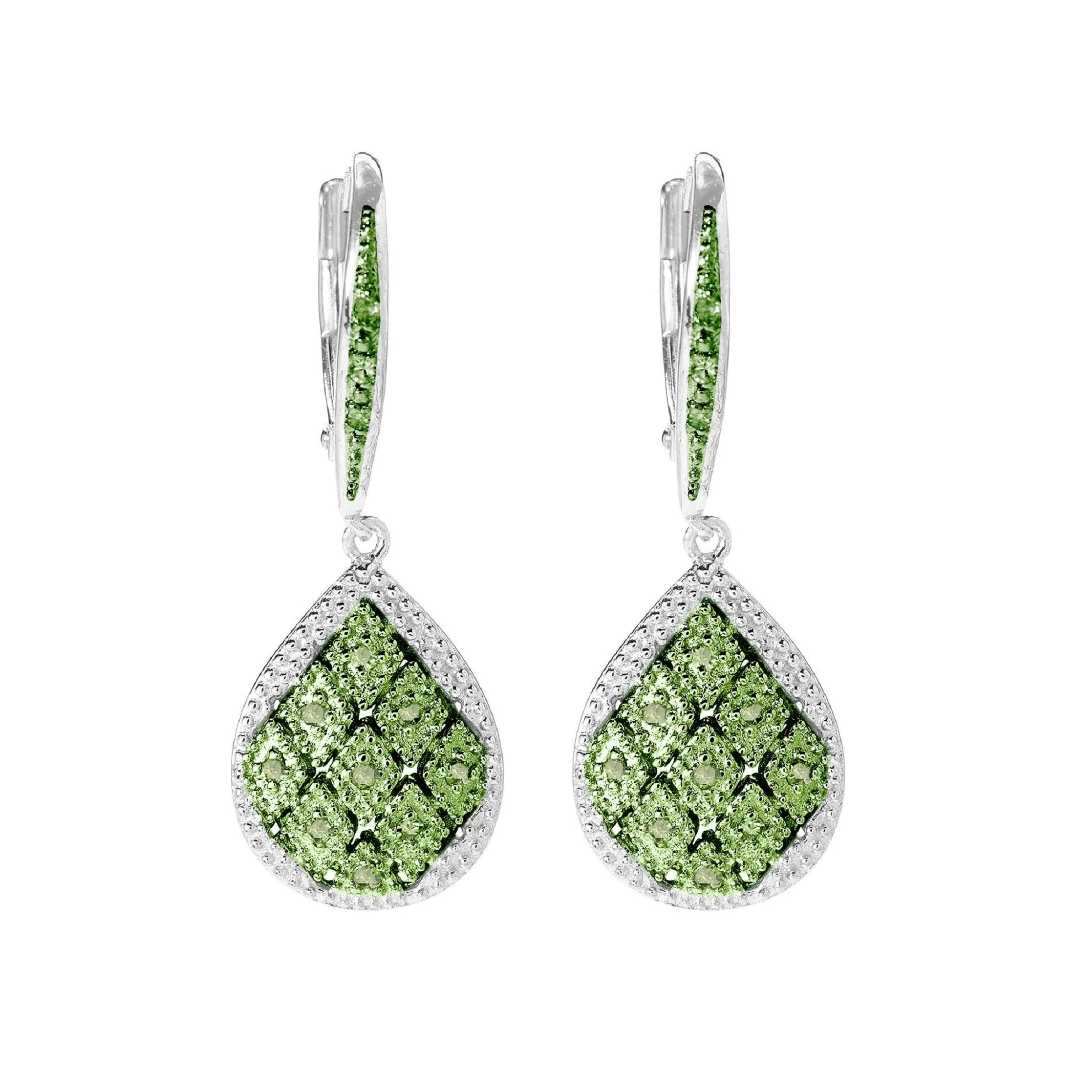 Sterling Silver 0.20CT Natural Green Diamond Teardrop Earrings sold by Zulily product image thumbnail 2