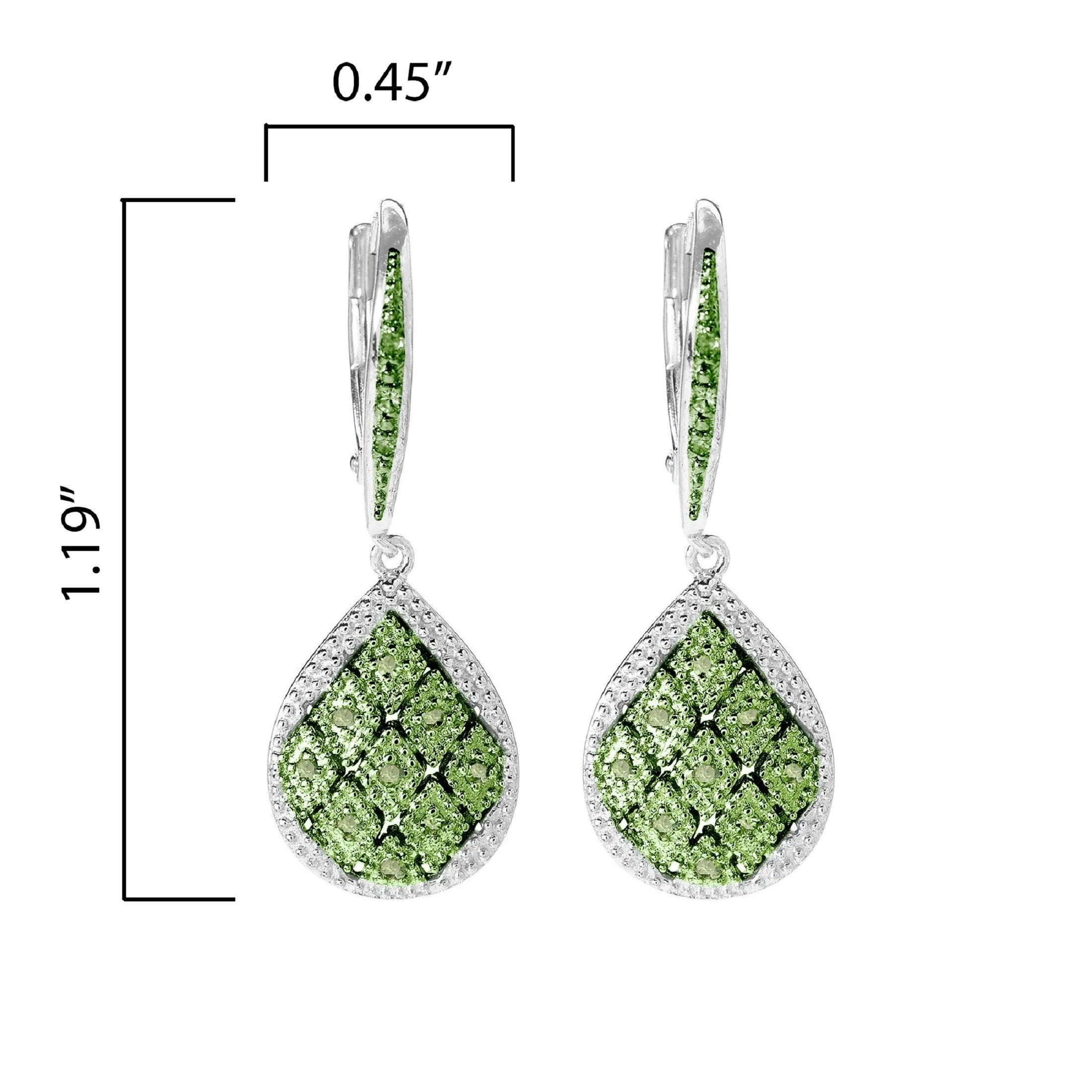 Sterling Silver 0.20CT Natural Green Diamond Teardrop Earrings sold by Zulily product image thumbnail 3