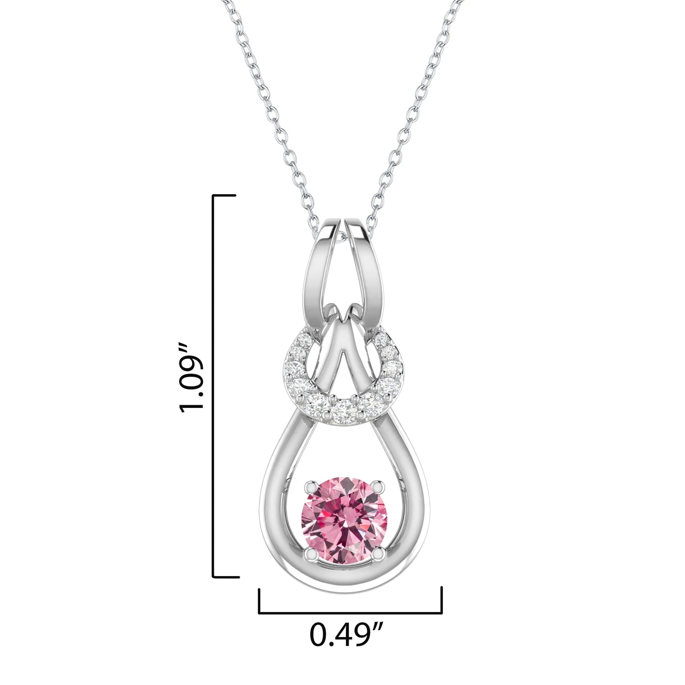 Sterling Silver Pink Moissanite and White Zircon Drop Pendant sold by Zulily product image thumbnail 3
