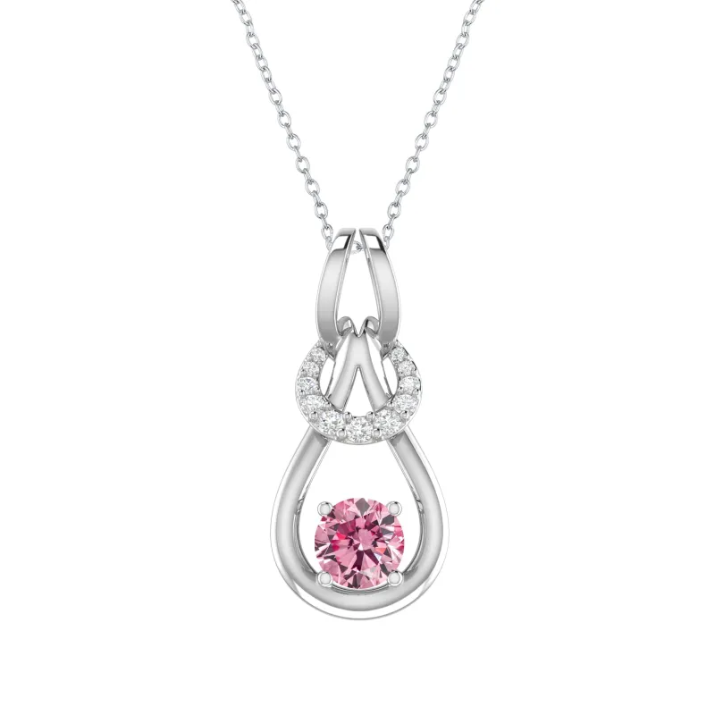 Sterling Silver Pink Moissanite and White Zircon Drop Pendant sold by Zulily