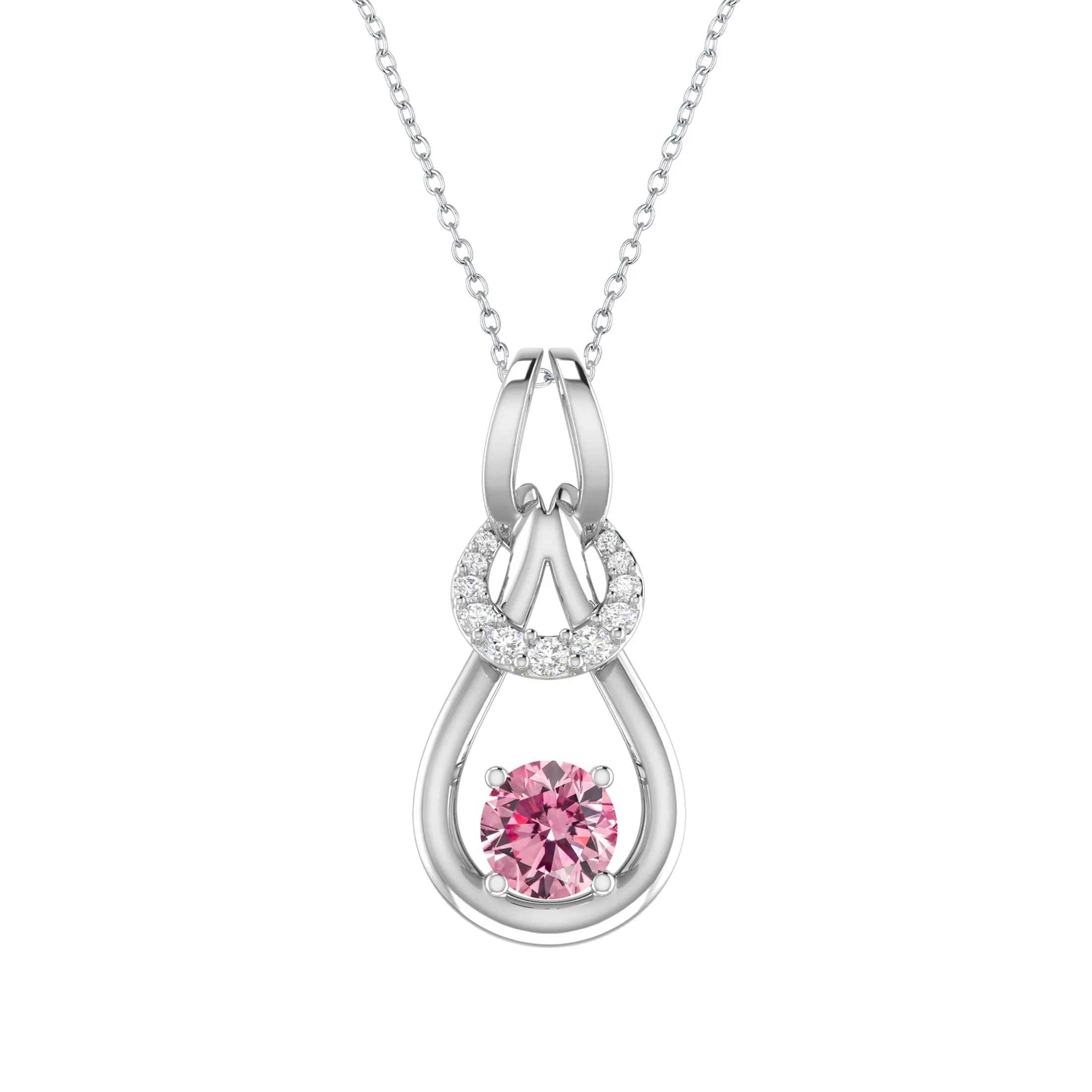 Sterling Silver Pink Moissanite and White Zircon Drop Pendant sold by Zulily