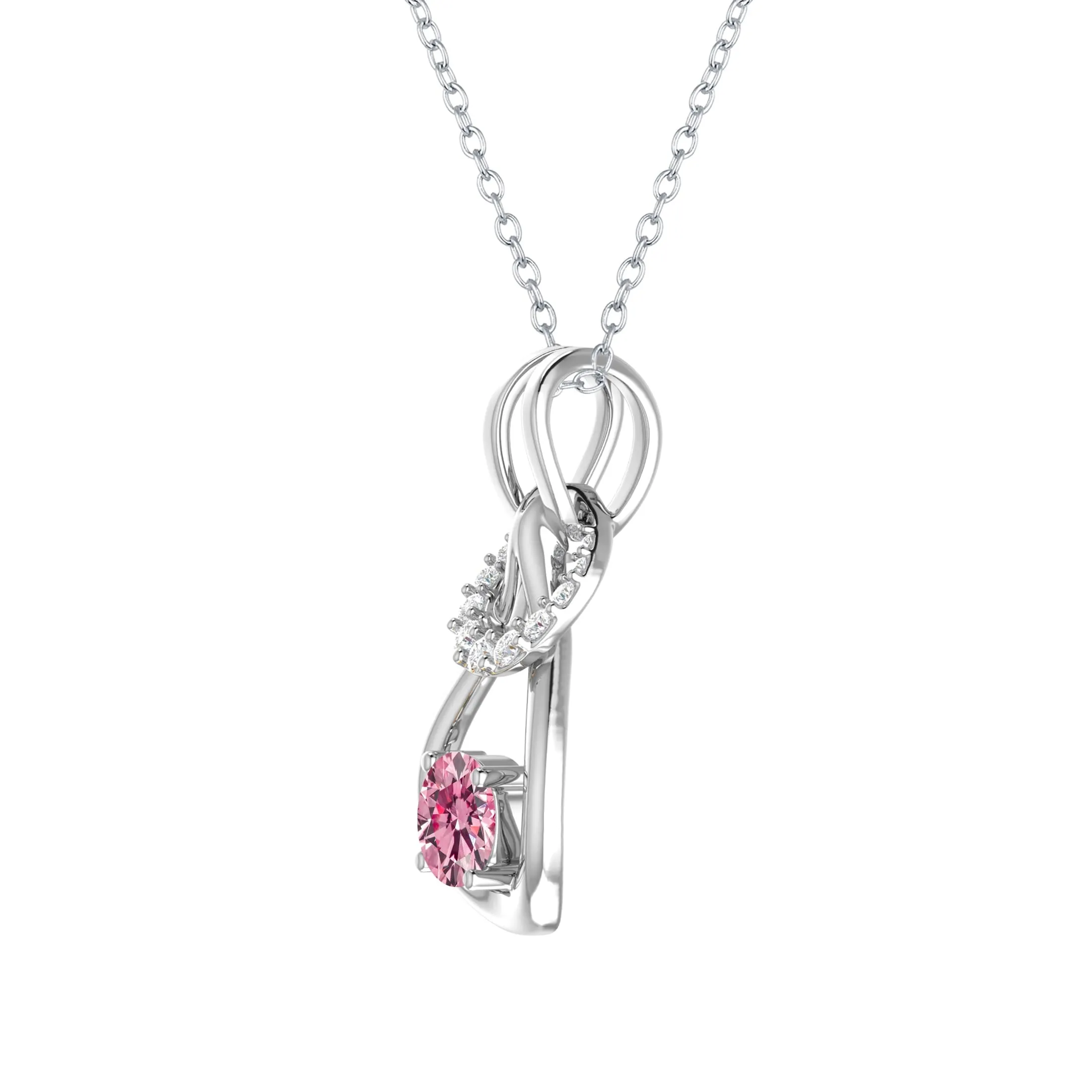Sterling Silver Pink Moissanite and White Zircon Drop Pendant sold by Zulily product image thumbnail 2