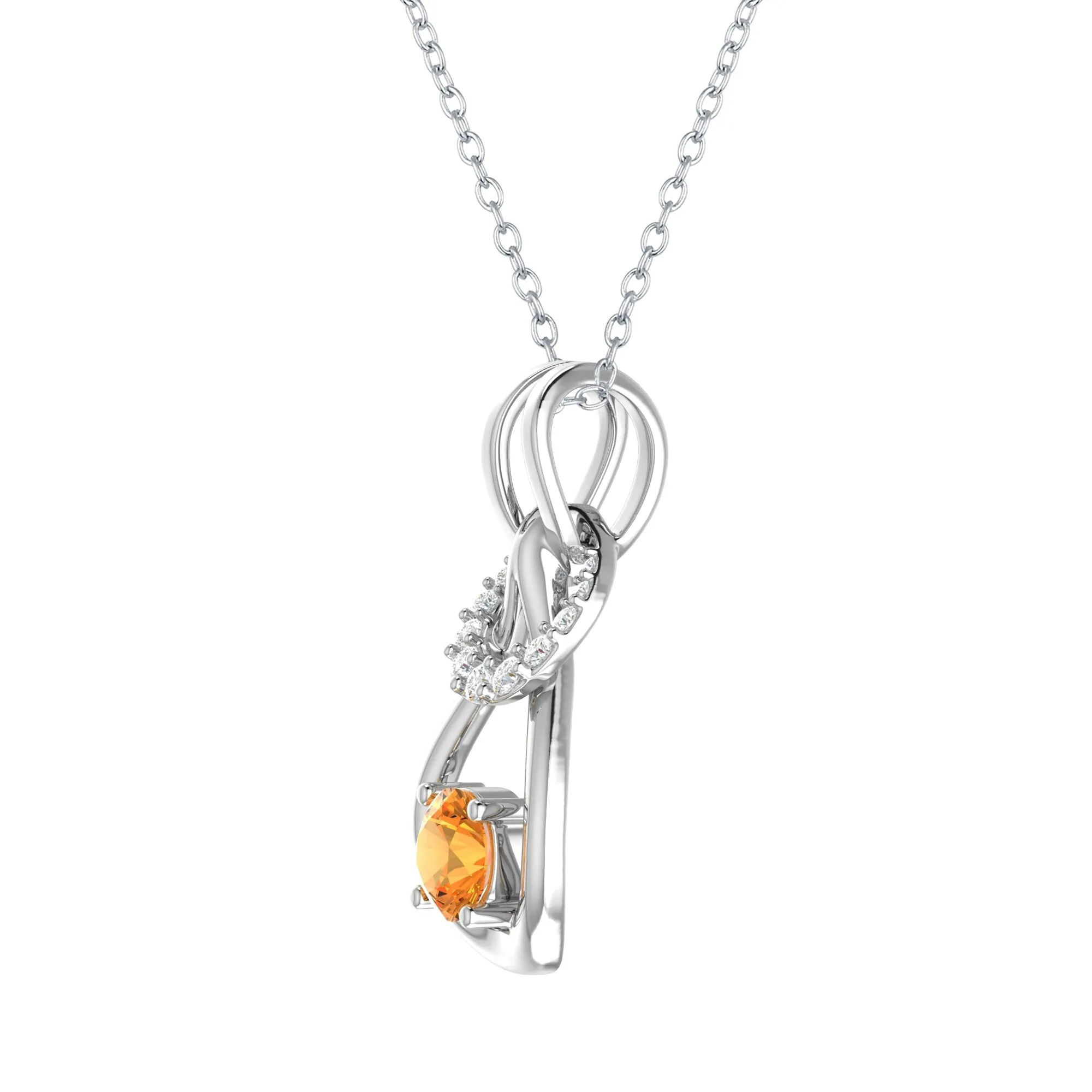 Sterling Silver Natural Citrine and White Zircon Drop Pendant sold by Zulily product image thumbnail 2