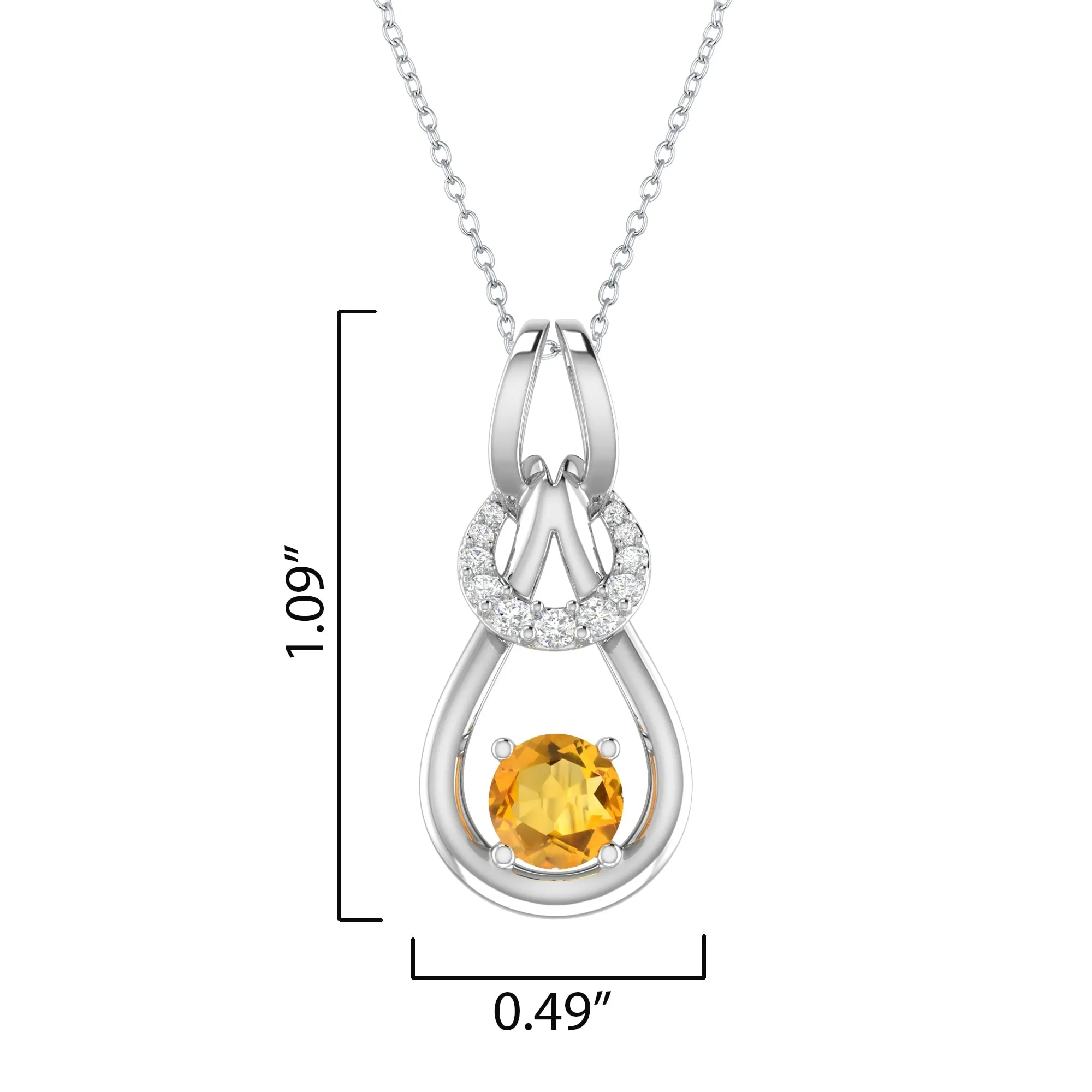 Sterling Silver Natural Citrine and White Zircon Drop Pendant sold by Zulily product image thumbnail 3