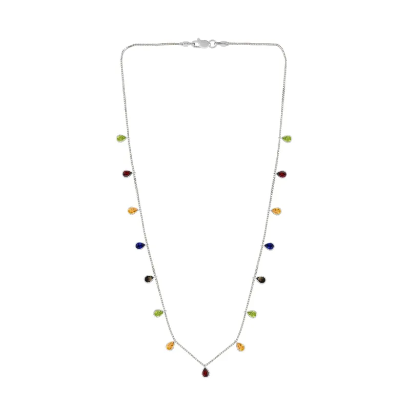 V3 Jewelry 925 Sterling Silver Multi Color Cubic Zirconia Single Strand Necklace for Women sold by Zulily