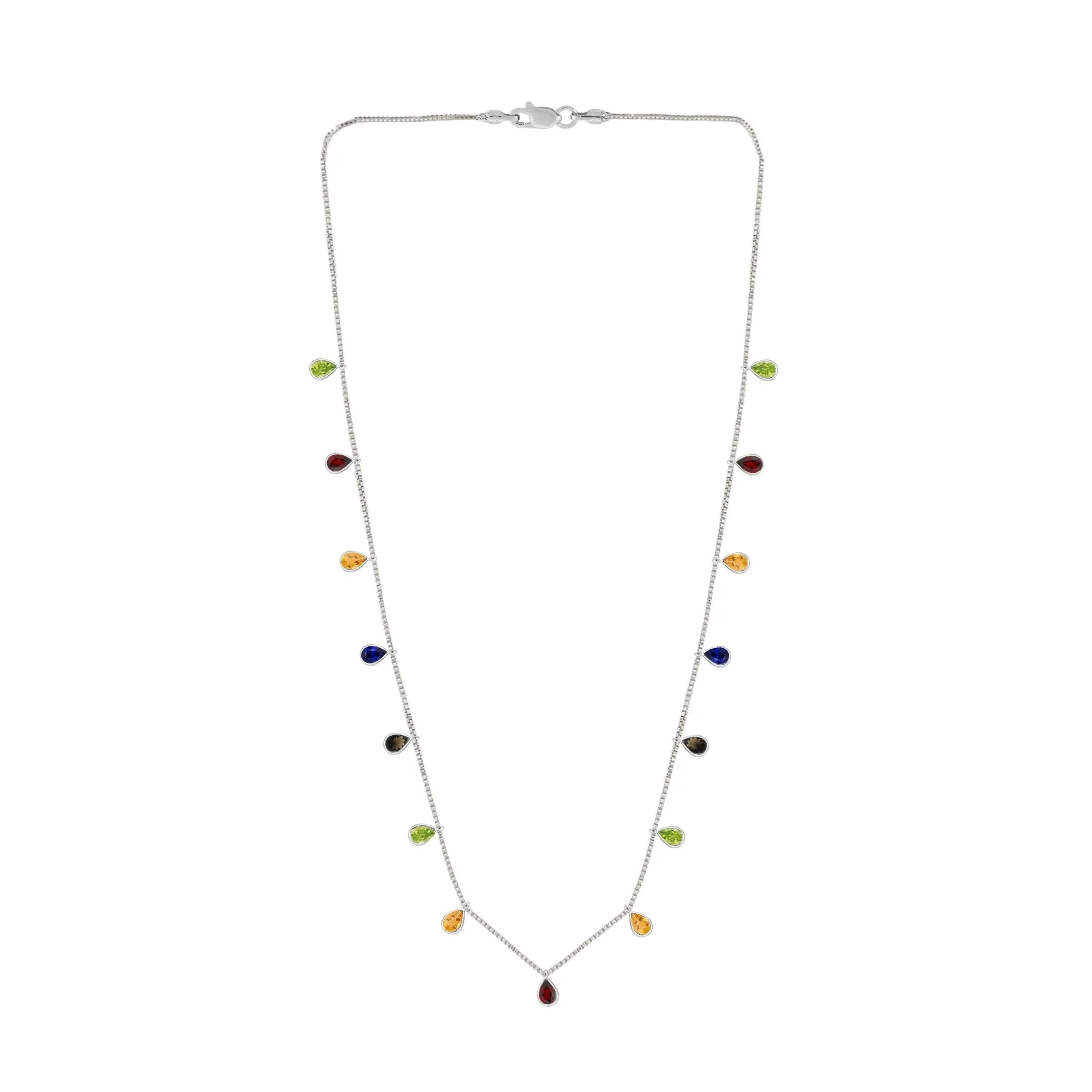 V3 Jewelry 925 Sterling Silver Multi Color Cubic Zirconia Single Strand Necklace for Women sold by Zulily