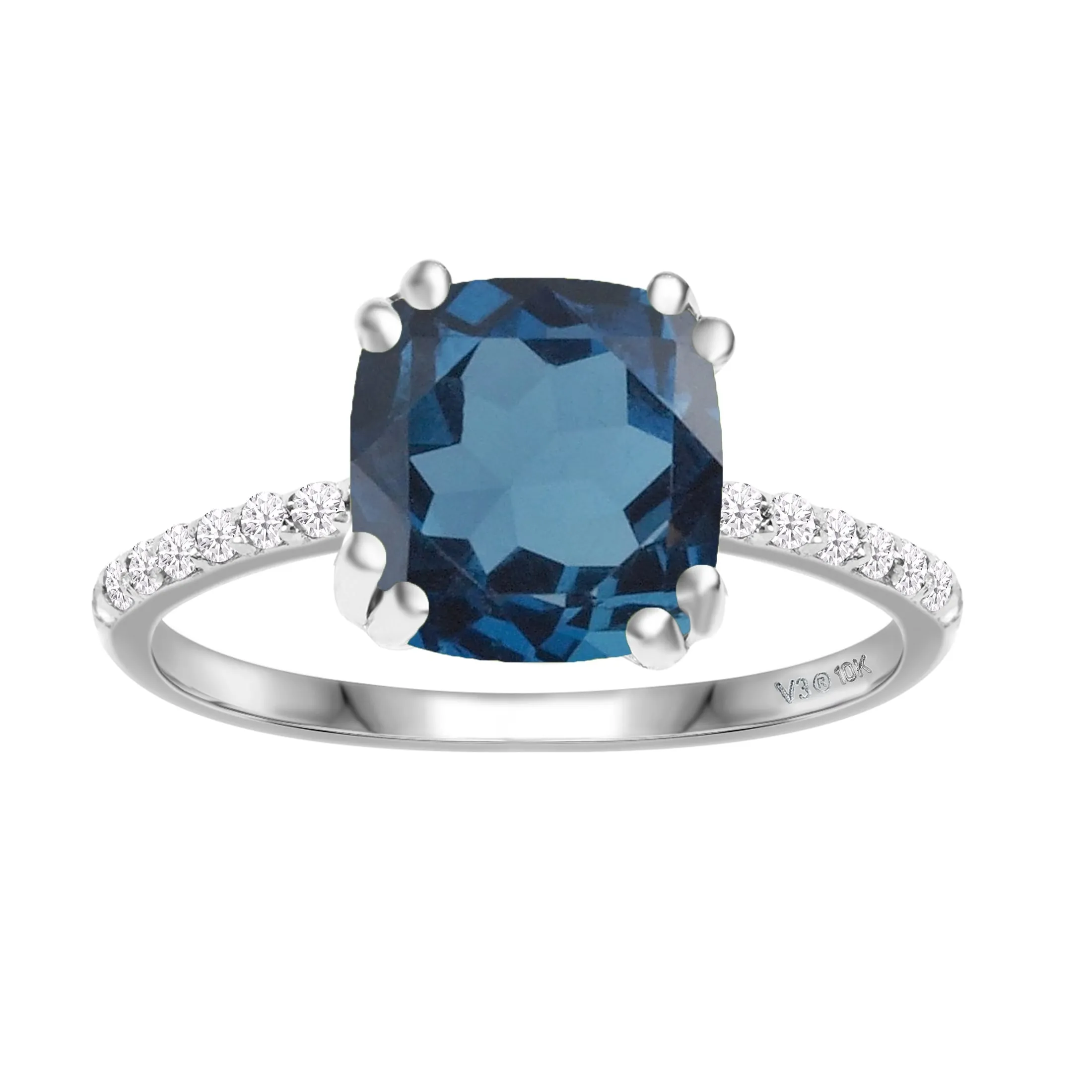 Sterling Silver with Natural London Blue Topaz and White Zircon Annivesary Ring sold by Zulily