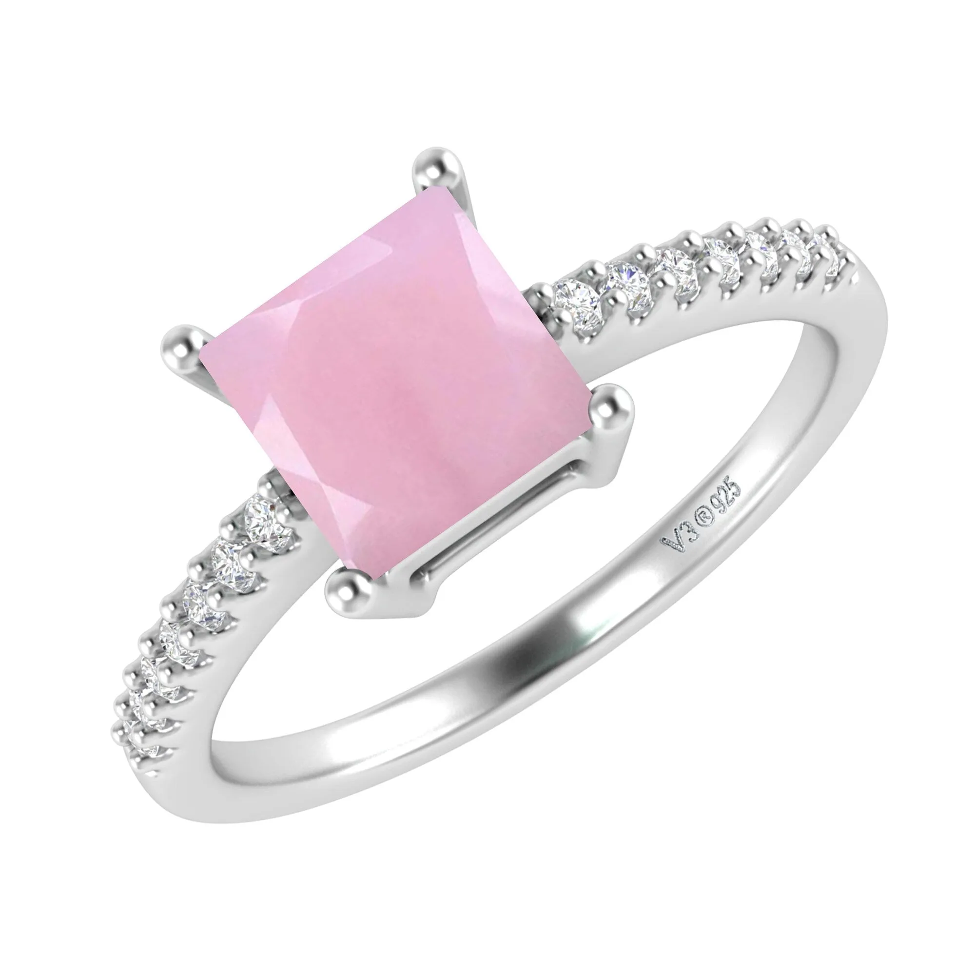Sterling Silver with Natural Pink Opal and White Topaz Engagement Ring sold by Zulily product image thumbnail 2