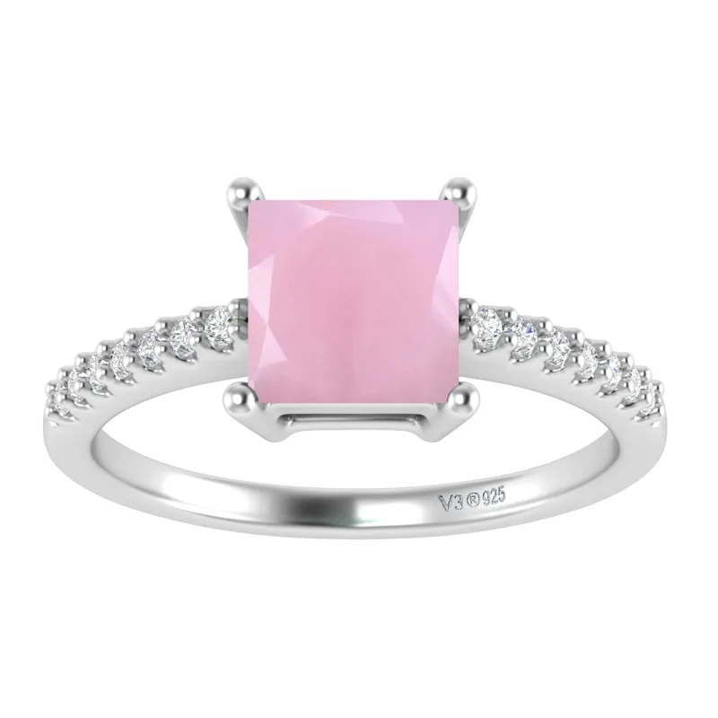 Sterling Silver with Natural Pink Opal and White Topaz Engagement Ring sold by Zulily