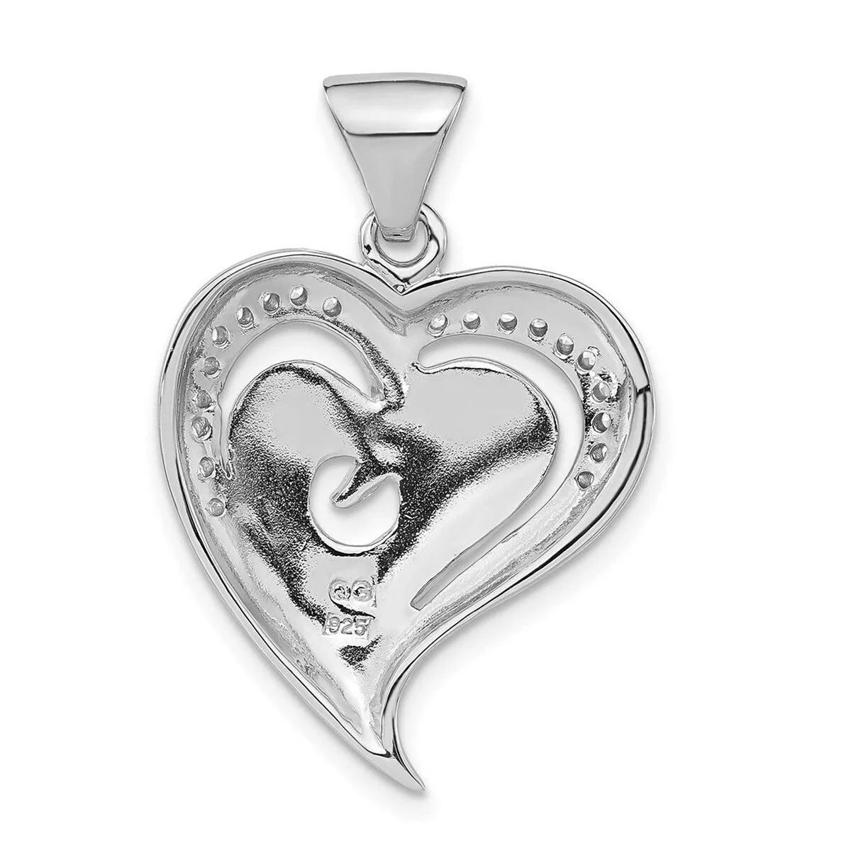 Curata 925 Sterling Silver 18" Polished Heart Black and White Enamel Cubic Zirconia Pendant Necklace - 30.25x20.9mm sold by Zulily product image thumbnail 2