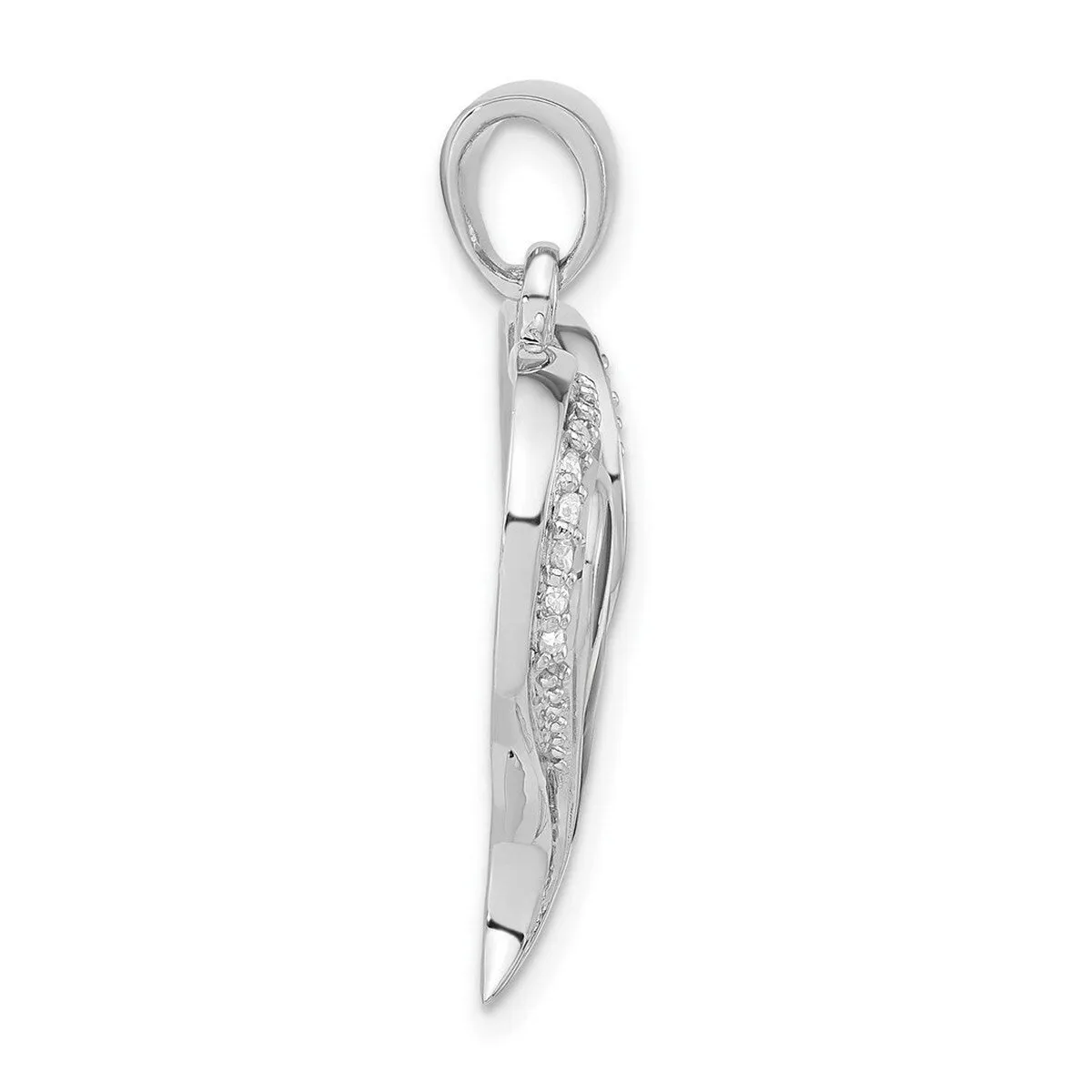 Curata 925 Sterling Silver 18" Polished Heart Black and White Enamel Cubic Zirconia Pendant Necklace - 30.25x20.9mm sold by Zulily product image thumbnail 3