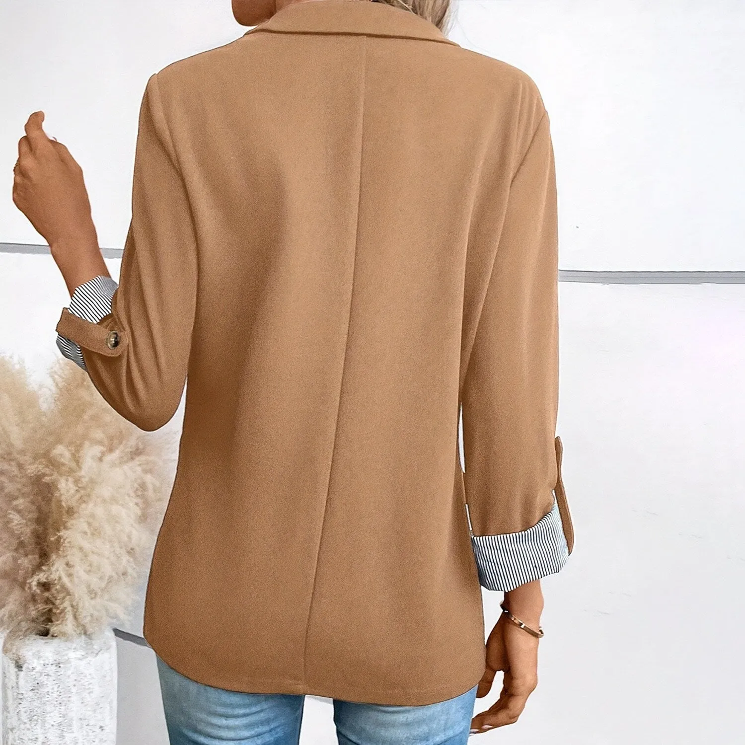 Khaki Lapel Collar Blazer sold by Zulily product image thumbnail 2