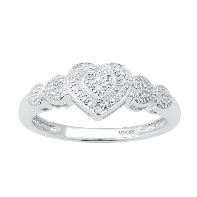 Sterling Silver Natural White Diamond Heart Shape Promise Ring sold by Zulily