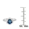 V3 Jewelry 925 Sterling Silver Round Shape Natural London Blue Topaz and White Topaz Hexagon Halo Ring sold by Zulily