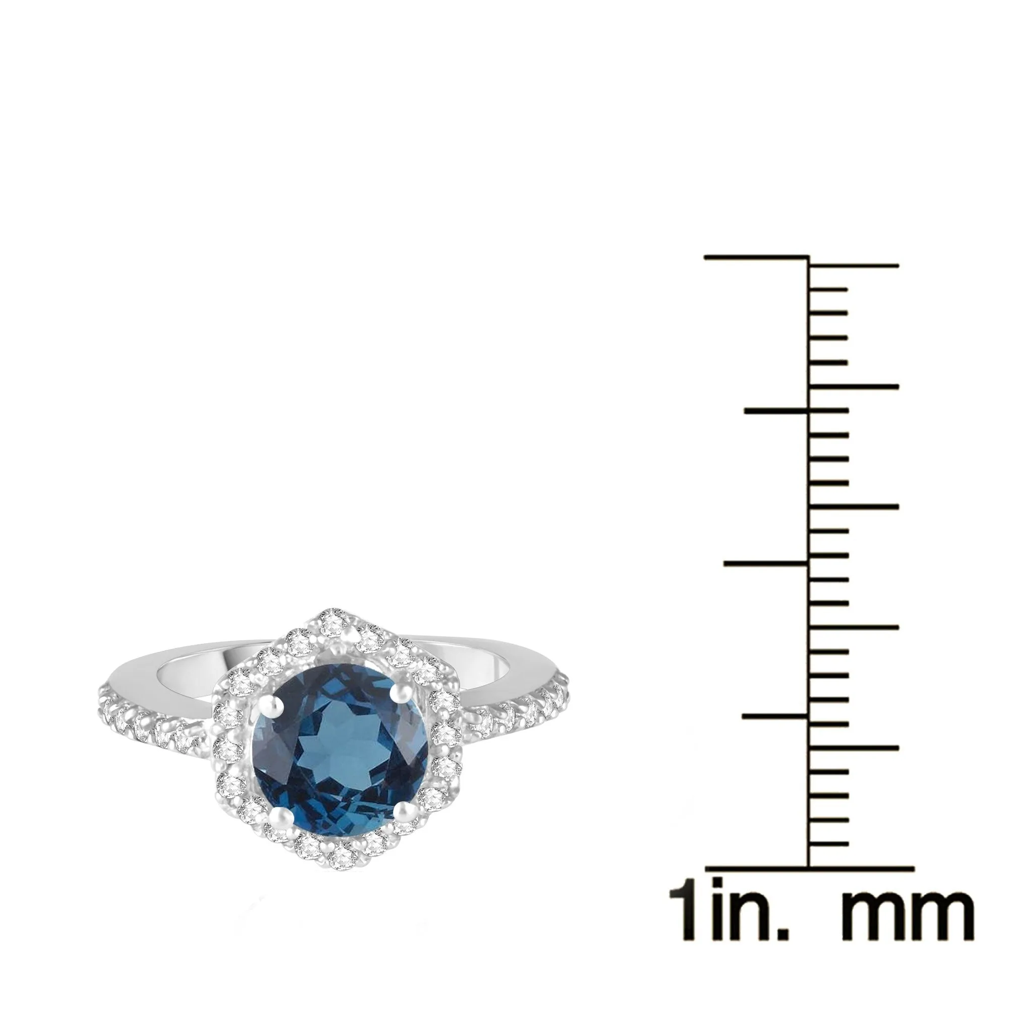 V3 Jewelry 925 Sterling Silver Round Shape Natural London Blue Topaz and White Topaz Hexagon Halo Ring sold by Zulily product image thumbnail 3