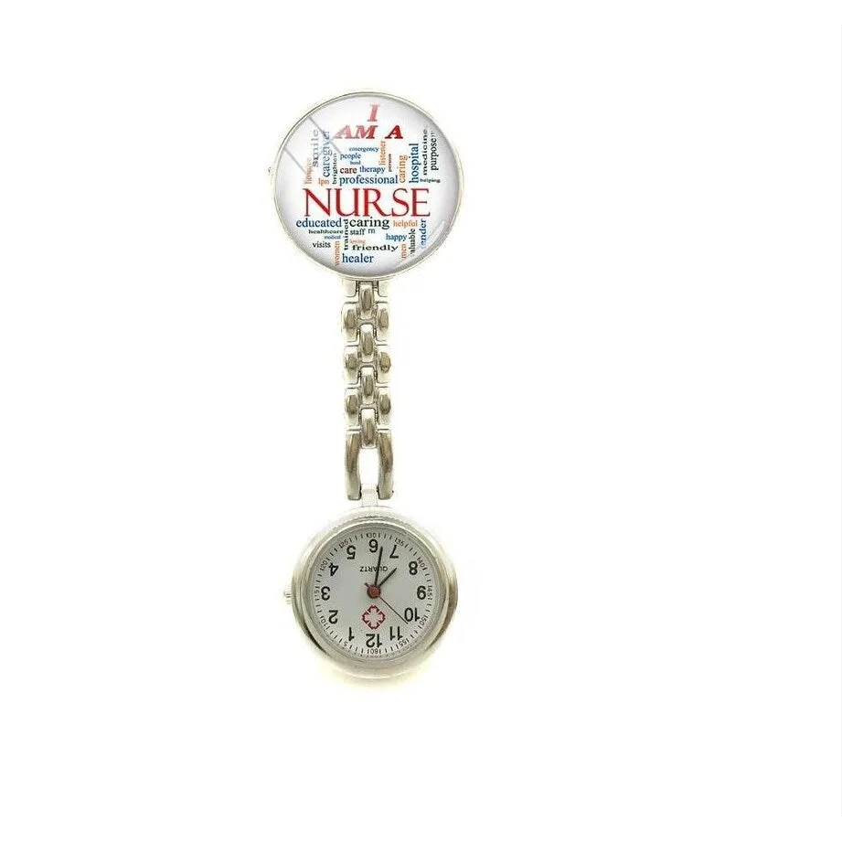 White Silvertone Nurse-Themed Clip-On Watch sold by Zulily