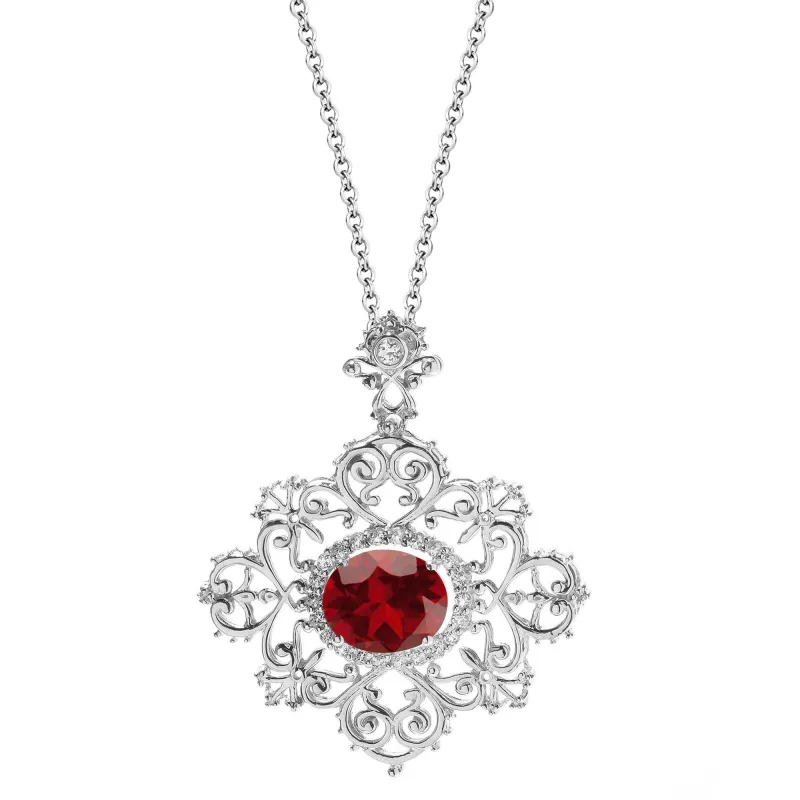 Sterling Silver with Natural Garnet and White Topaz Framework Pendant sold by Zulily