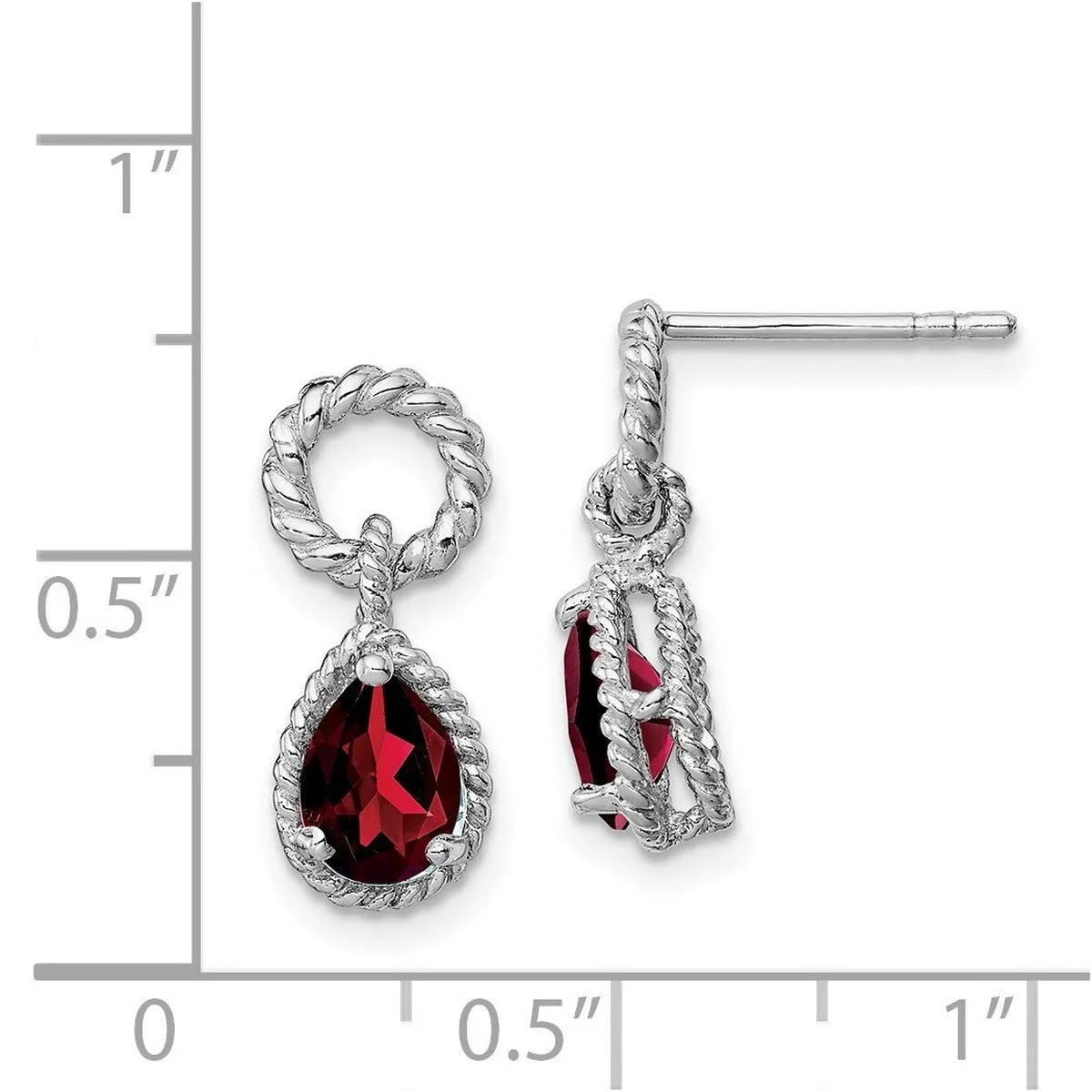 Curata 925 Sterling Silver Dangle Polished Garnet Twisted Circle Post Earrings - 16x7mm sold by Zulily product image thumbnail 4