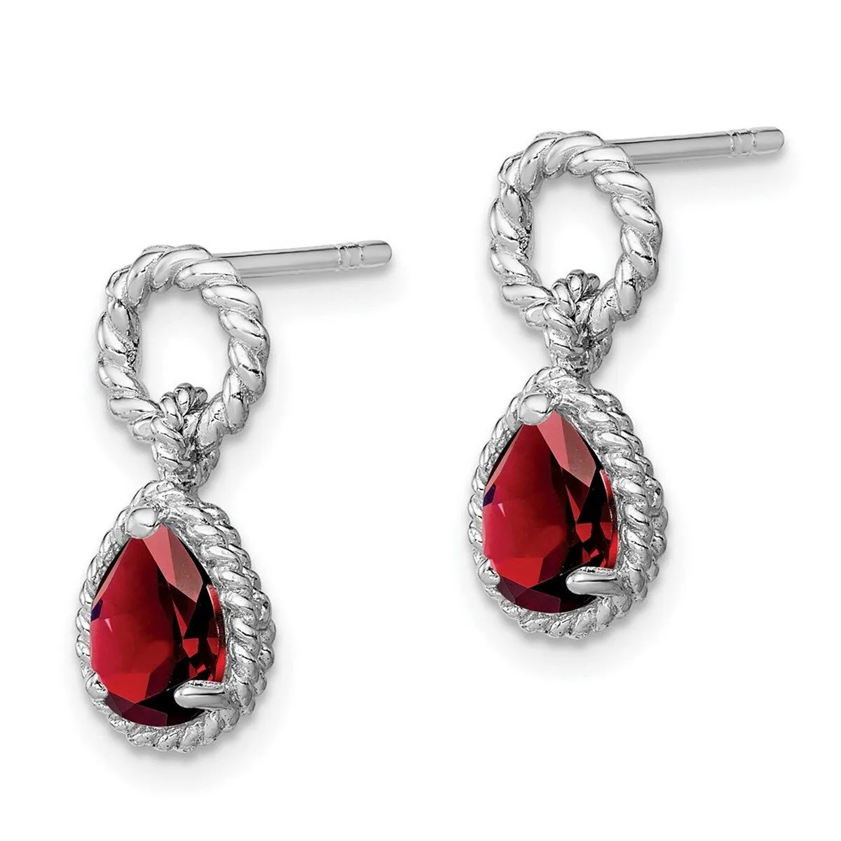 Curata 925 Sterling Silver Dangle Polished Garnet Twisted Circle Post Earrings - 16x7mm sold by Zulily product image thumbnail 3