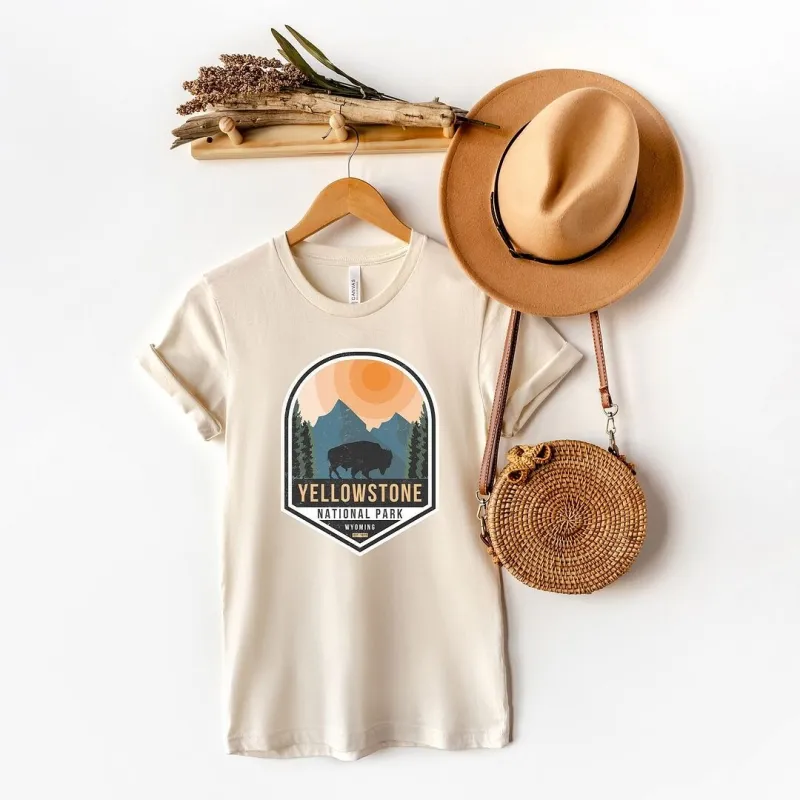 Yellowstone National Park Badge Short Sleeve Crewnneck Tee sold by Zulily