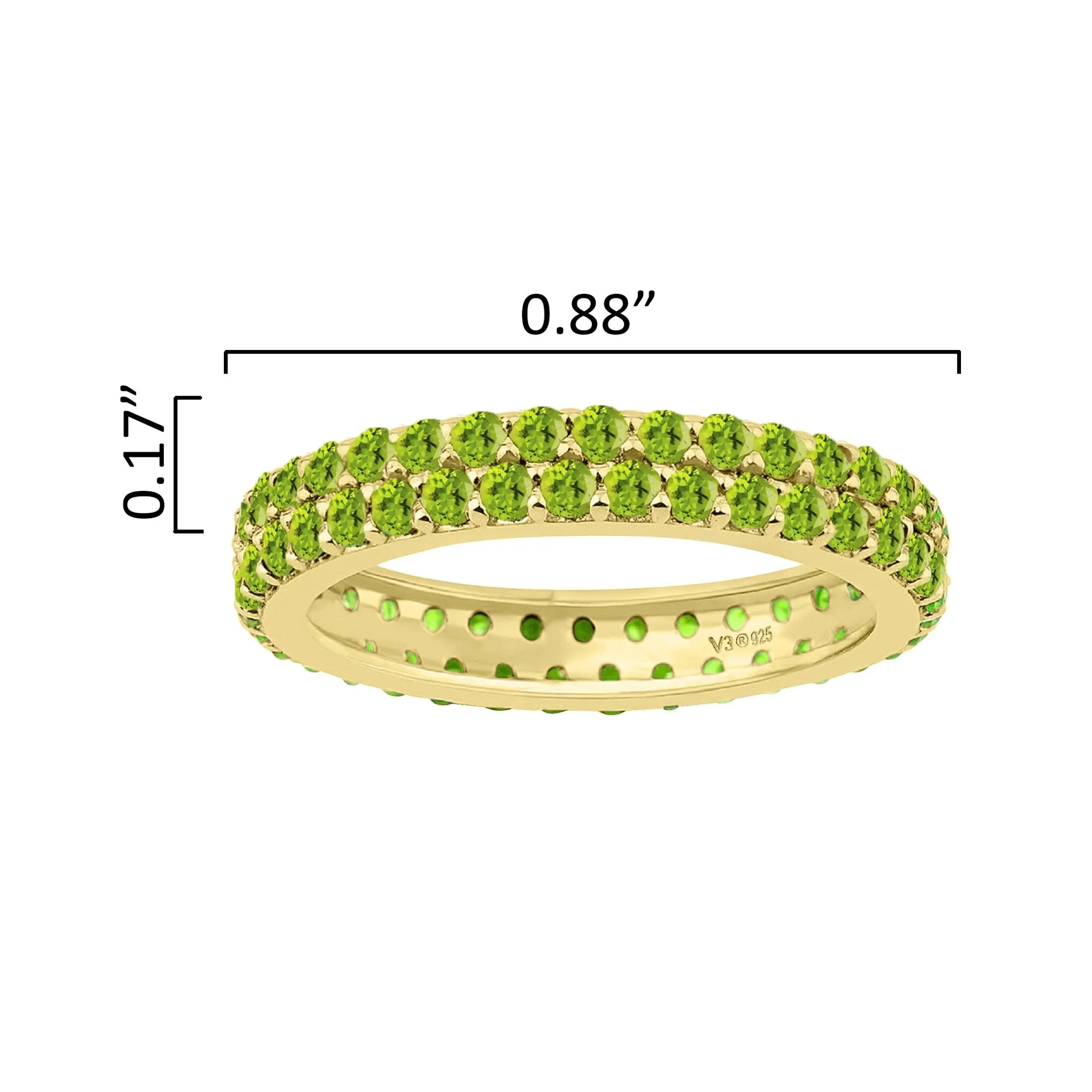 V3 Jewelry 18KT Gold Over Sterling Silver Natural Peridot Double Row Eternity Band Ring for Women sold by Zulily product image thumbnail 3