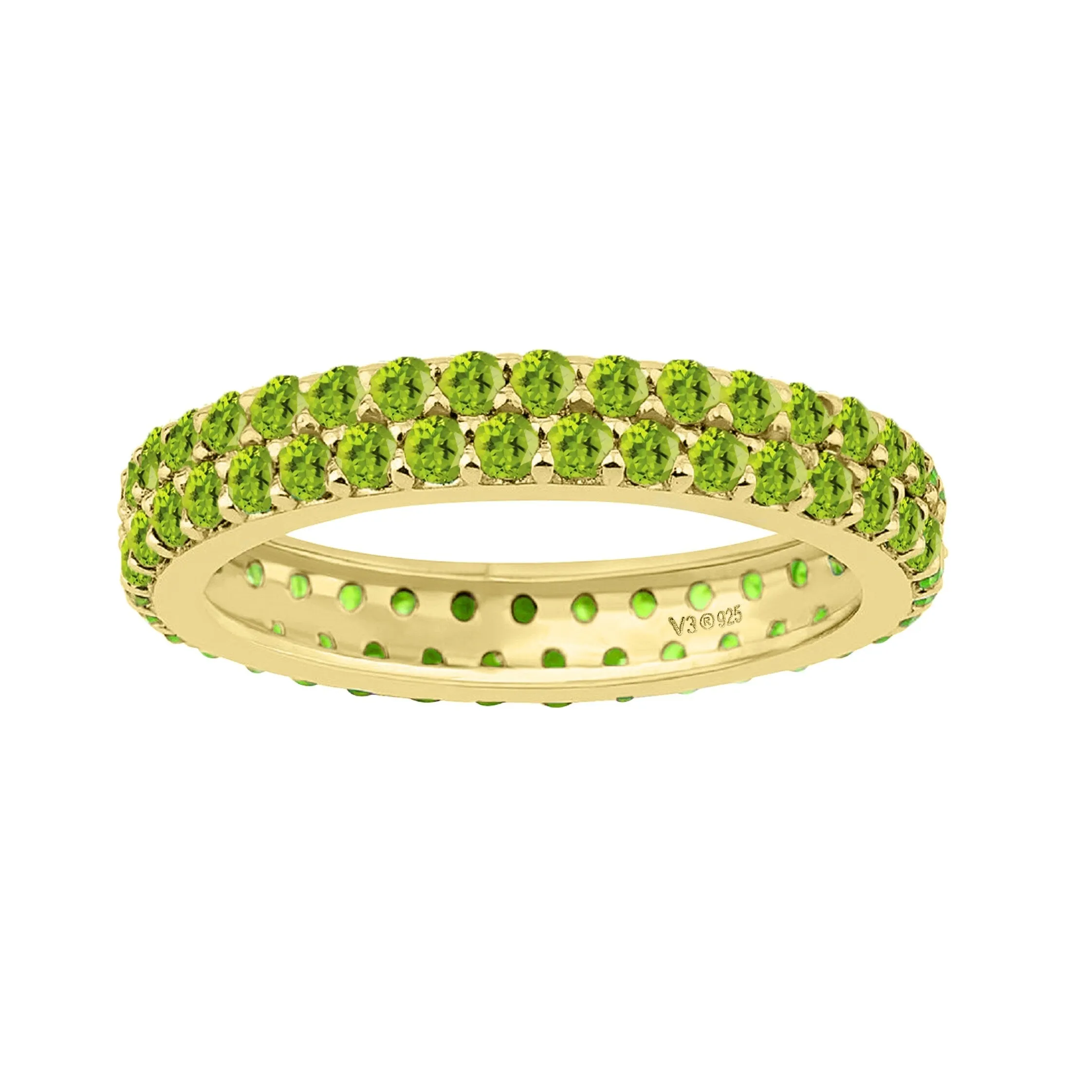 V3 Jewelry 18KT Gold Over Sterling Silver Natural Peridot Double Row Eternity Band Ring for Women sold by Zulily