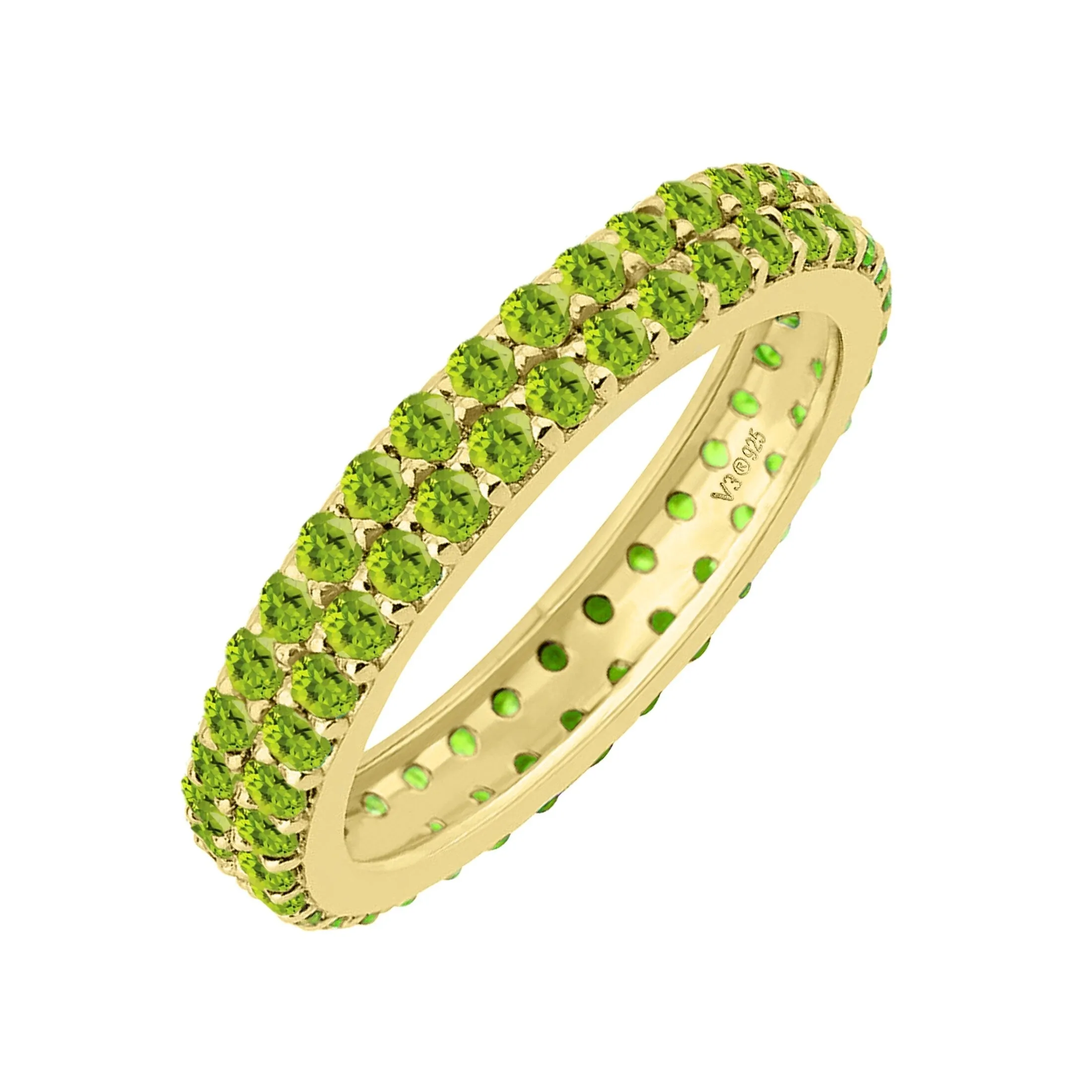 V3 Jewelry 18KT Gold Over Sterling Silver Natural Peridot Double Row Eternity Band Ring for Women sold by Zulily product image thumbnail 2