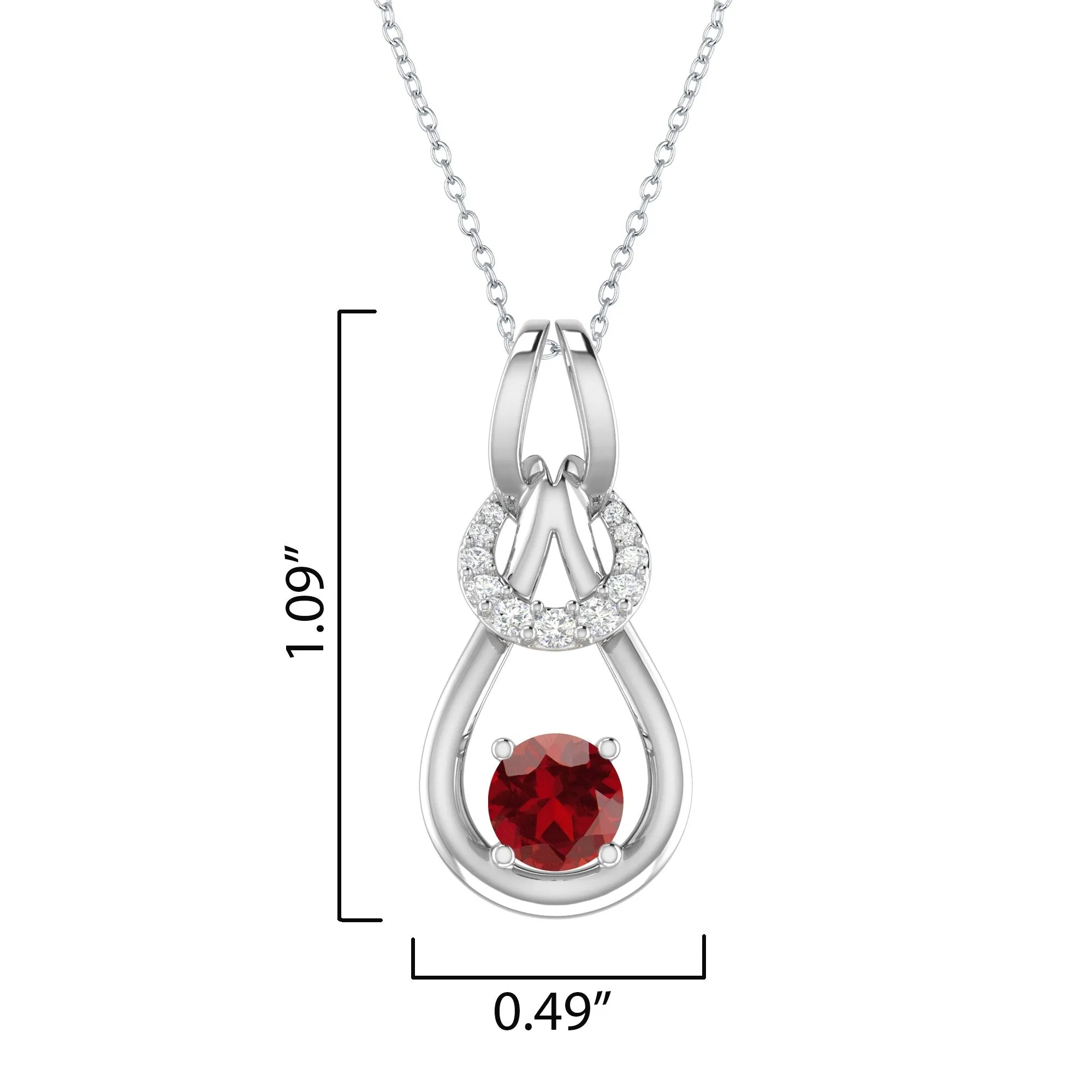 Sterling Silver with Natural Garnet and White Zircon Drop Pendant sold by Zulily product image thumbnail 3