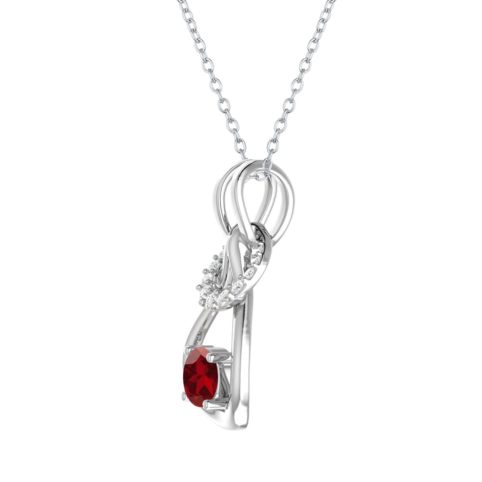 Sterling Silver with Natural Garnet and White Zircon Drop Pendant sold by Zulily product image thumbnail 2