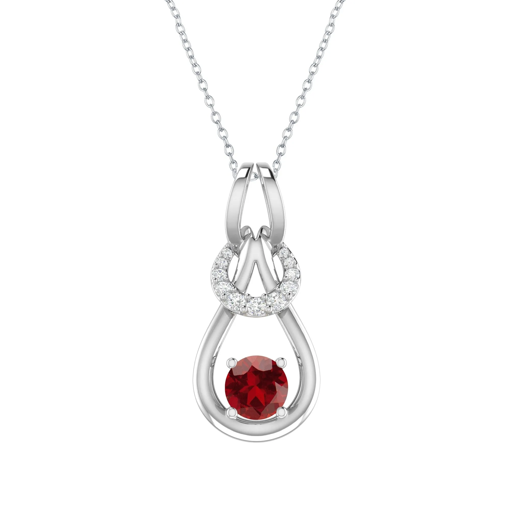 Sterling Silver with Natural Garnet and White Zircon Drop Pendant sold by Zulily
