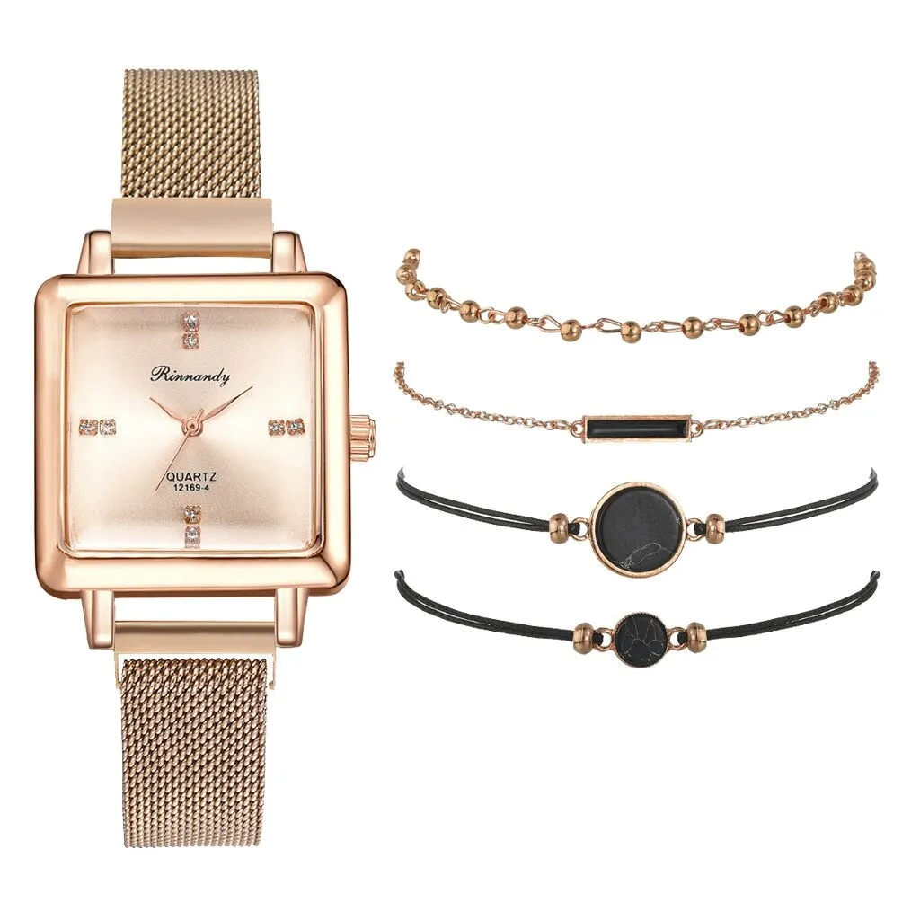 Elegant Square Crystal Dial Watch - Rose sold by Zulily