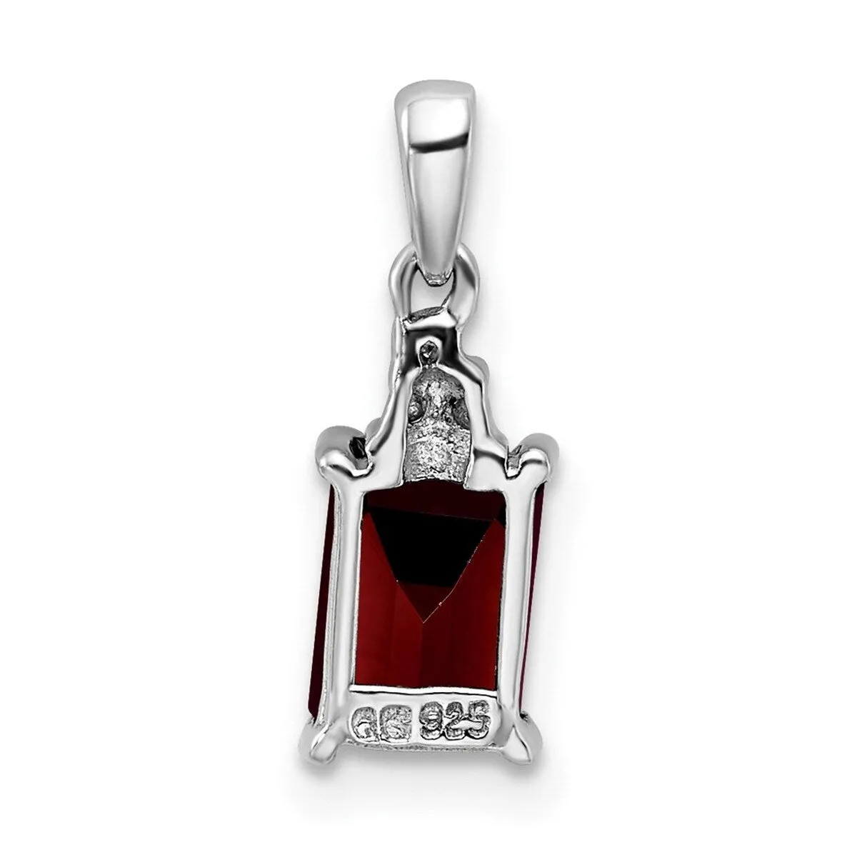Curata 925 Sterling Silver Polished Rhodium Garnet and Diamond Pendant Necklace - 15x5mm sold by Zulily product image thumbnail 2