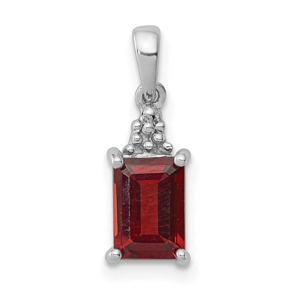 Curata 925 Sterling Silver Polished Rhodium Garnet and Diamond Pendant Necklace - 15x5mm sold by Zulily