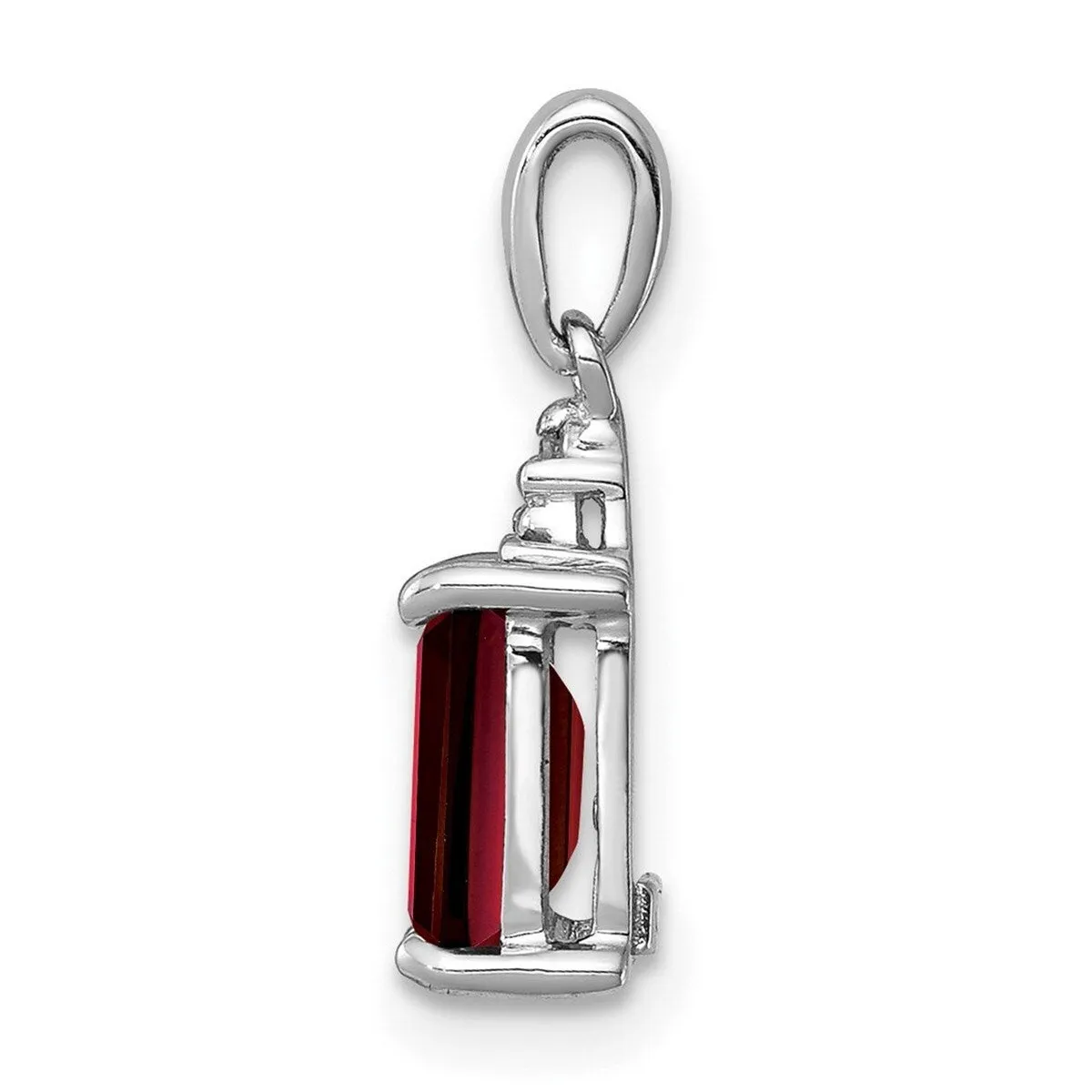 Curata 925 Sterling Silver Polished Rhodium Garnet and Diamond Pendant Necklace - 15x5mm sold by Zulily product image thumbnail 3