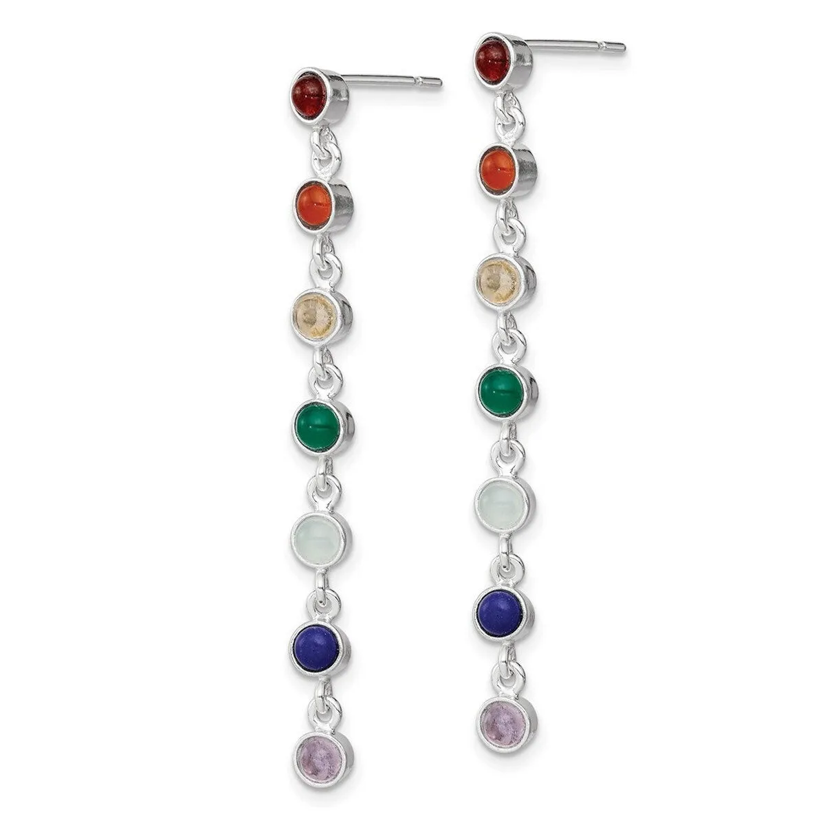 Curata 925 Sterling Silver Multicolor Quartz Dangle Post Earrings - 51x4mm sold by Zulily product image thumbnail 3