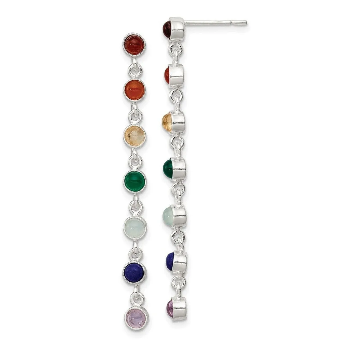Curata 925 Sterling Silver Multicolor Quartz Dangle Post Earrings - 51x4mm sold by Zulily