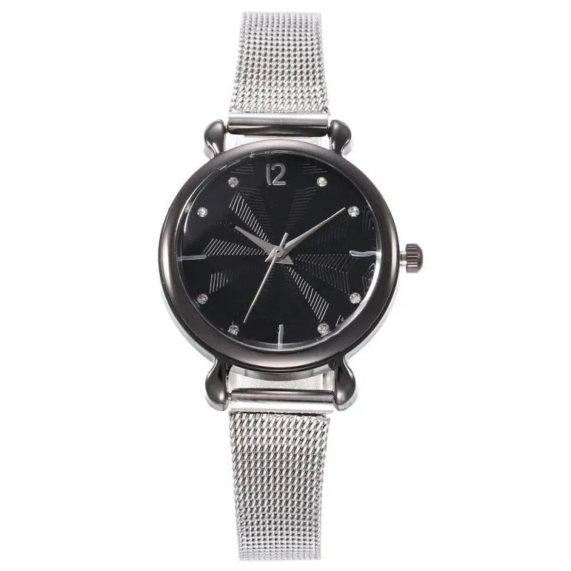 Black Silvertone Everyday Mesh Bracelet Watch - Silver Black sold by Zulily
