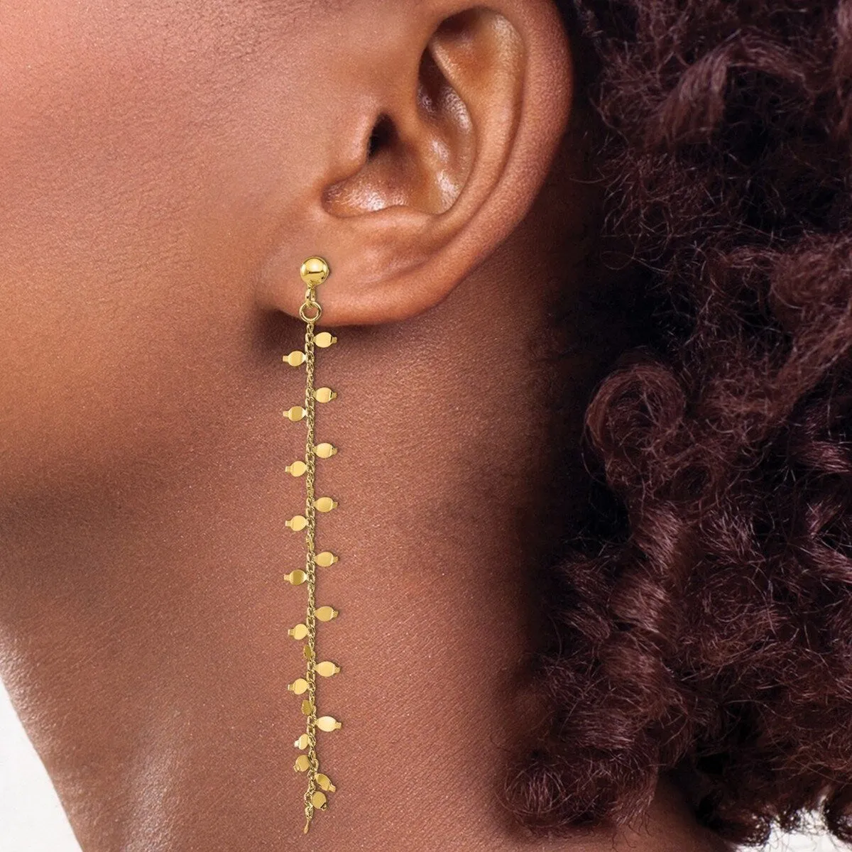 Curata 925 Sterling Silver Gold Plated Fluttering Discs Long Dangle Earrings - 80mm sold by Zulily product image thumbnail 2