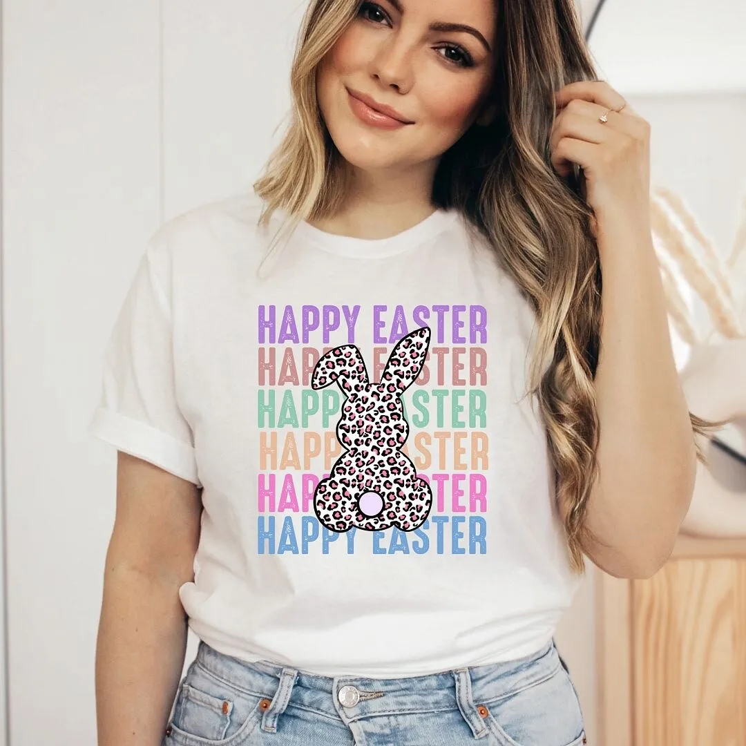 Easter Stacked Leopard Bunny Short Sleeve Crewnneck Tee sold by Zulily product image thumbnail 3