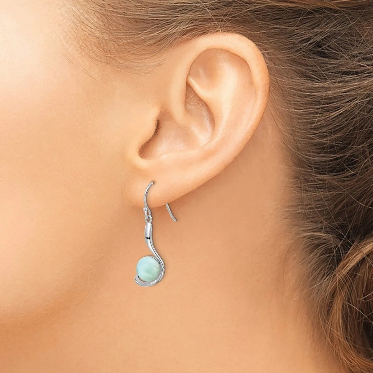 Curata 925 Sterling Silver Rhodium Plated Larimar Swirl Dangle Earrings - 34.47x10.73mm sold by Zulily product image thumbnail 2