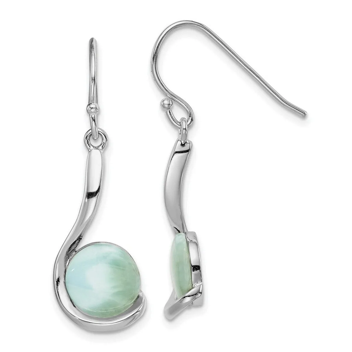 Curata 925 Sterling Silver Rhodium Plated Larimar Swirl Dangle Earrings - 34.47x10.73mm sold by Zulily