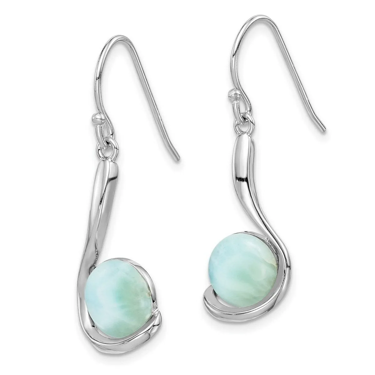 Curata 925 Sterling Silver Rhodium Plated Larimar Swirl Dangle Earrings - 34.47x10.73mm sold by Zulily product image thumbnail 3
